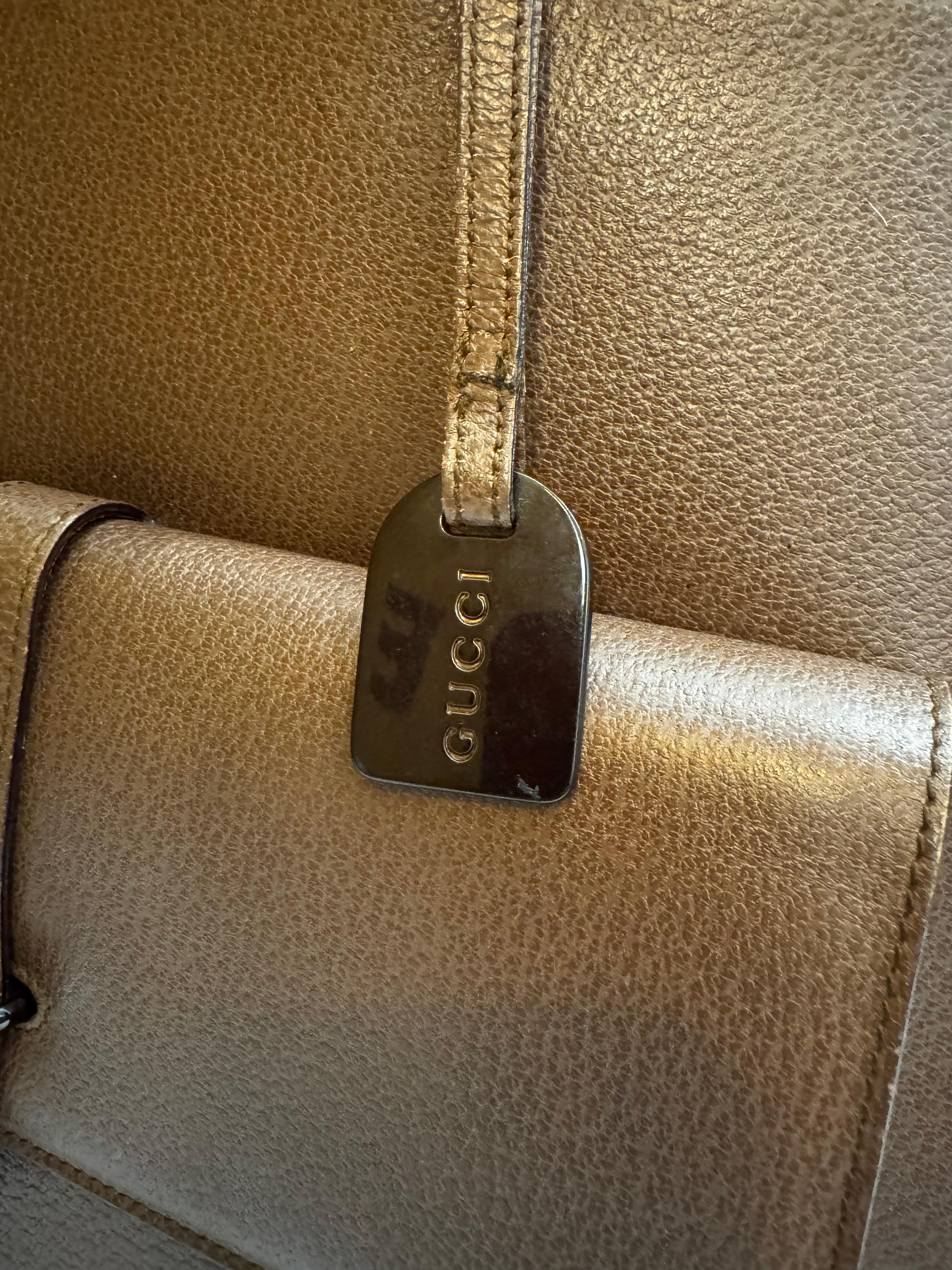 1990s Vintage GUCCI Pigskin Leather Tote Bag Brown Large 6