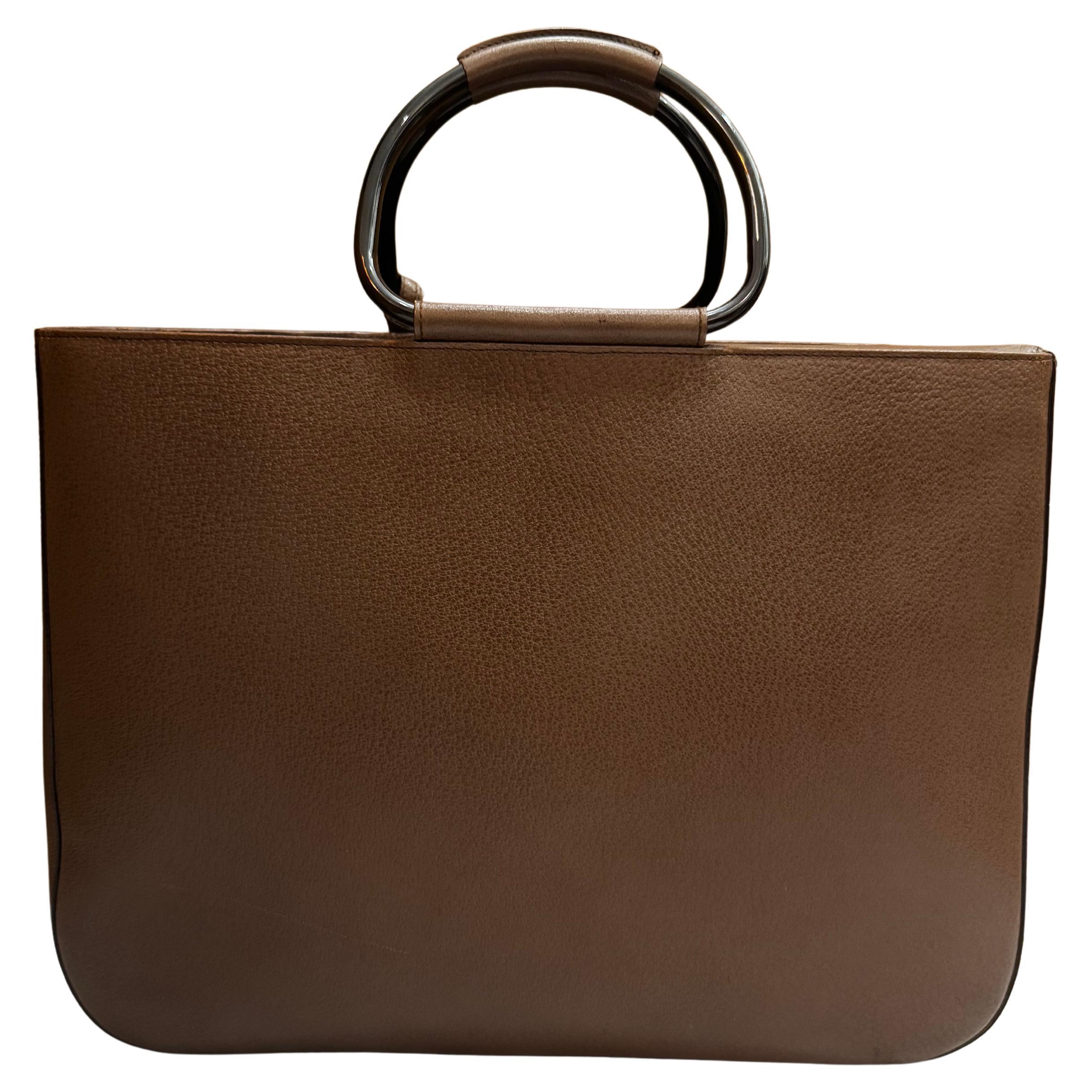 1990s Vintage GUCCI Pigskin Leather Tote Bag Brown Large In Good Condition In Bangkok, TH