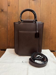 1990s Vintage GUCCI Pigskin Leather Tote Bag Brown Small
