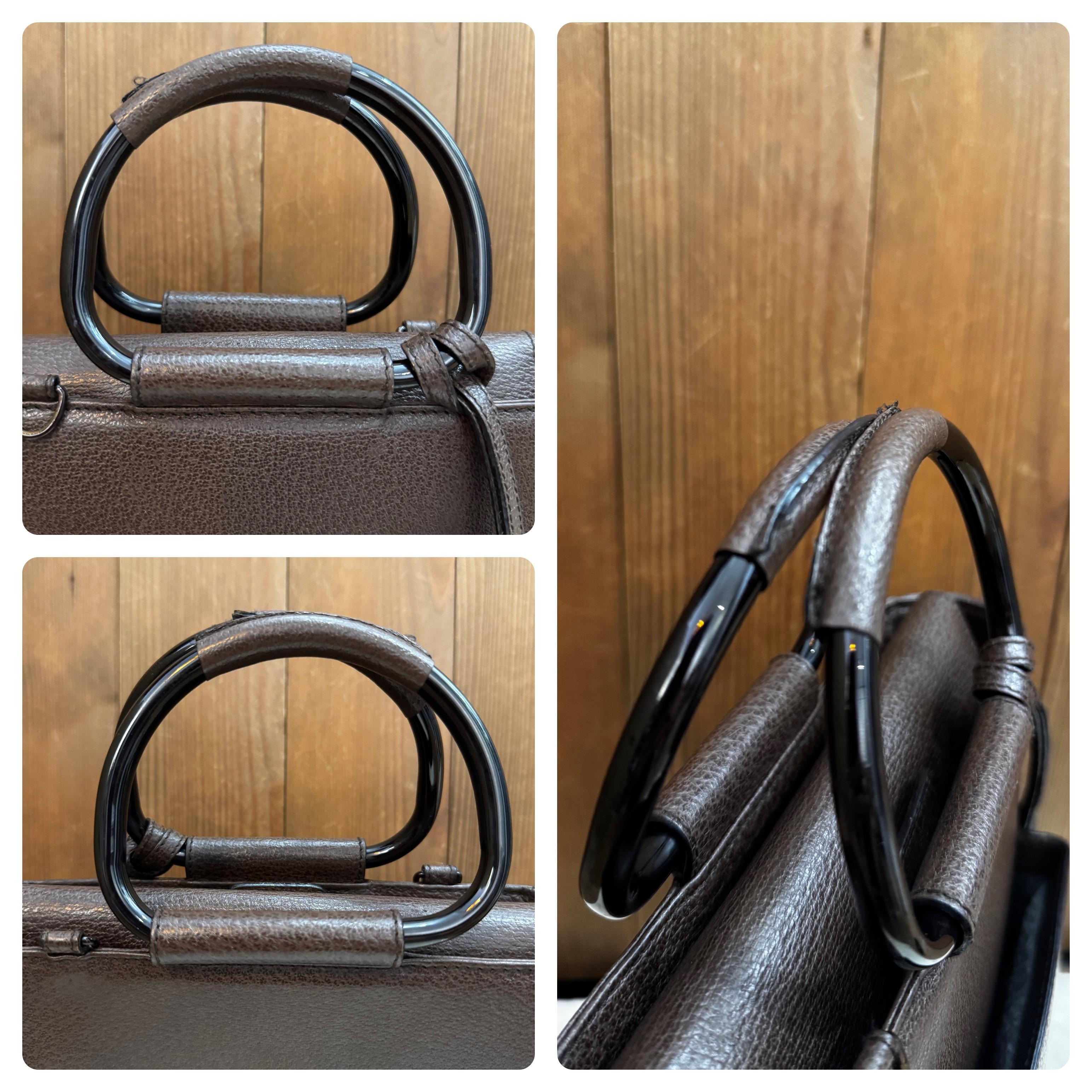 1990s Vintage GUCCI Pigskin Leather Tote Bag Brown Small For Sale 2