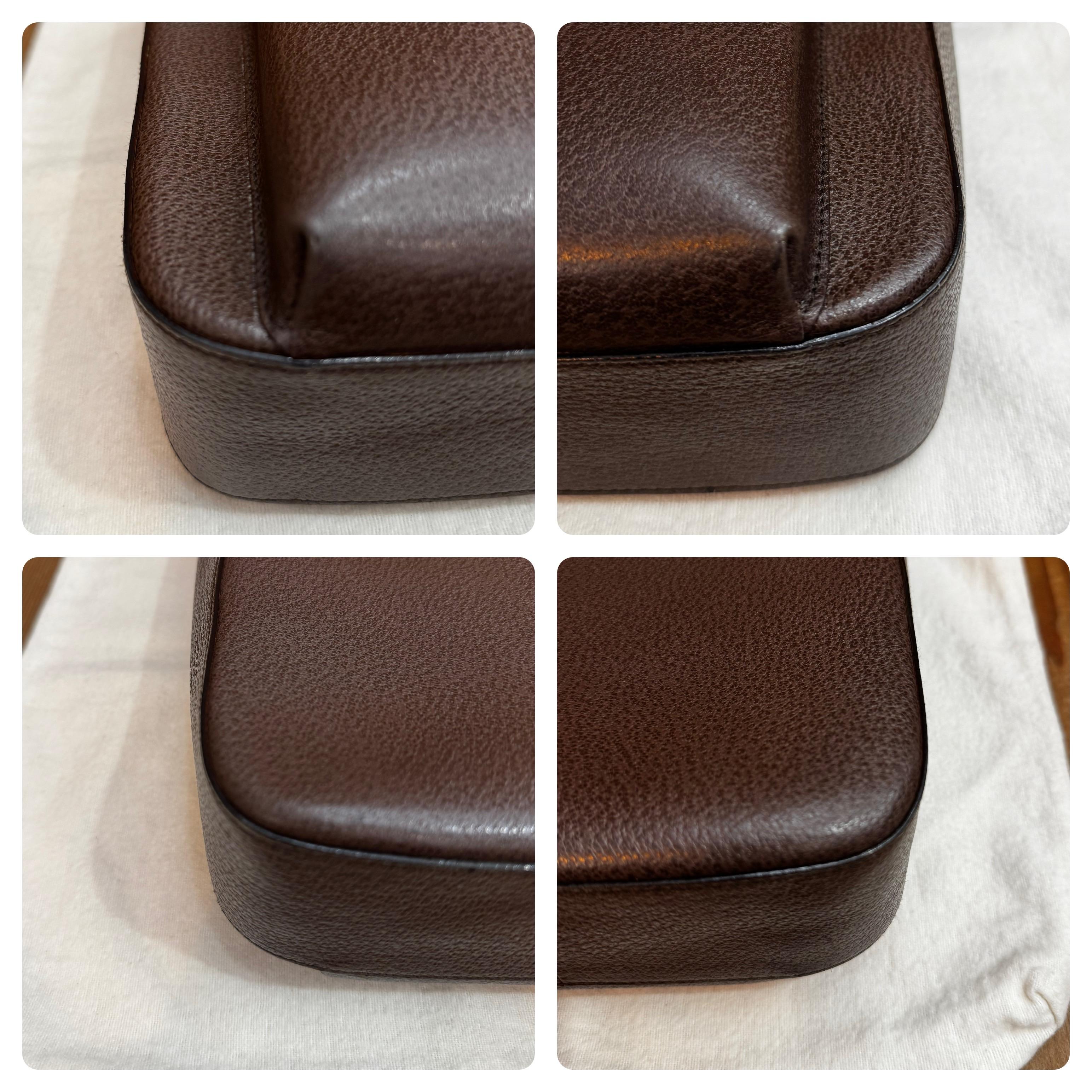 1990s Vintage GUCCI Pigskin Leather Tote Bag Brown Small For Sale 4