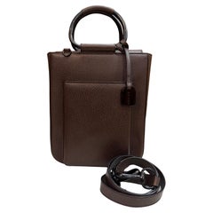 1990s Vintage GUCCI Pigskin Leather Tote Bag Brown Small