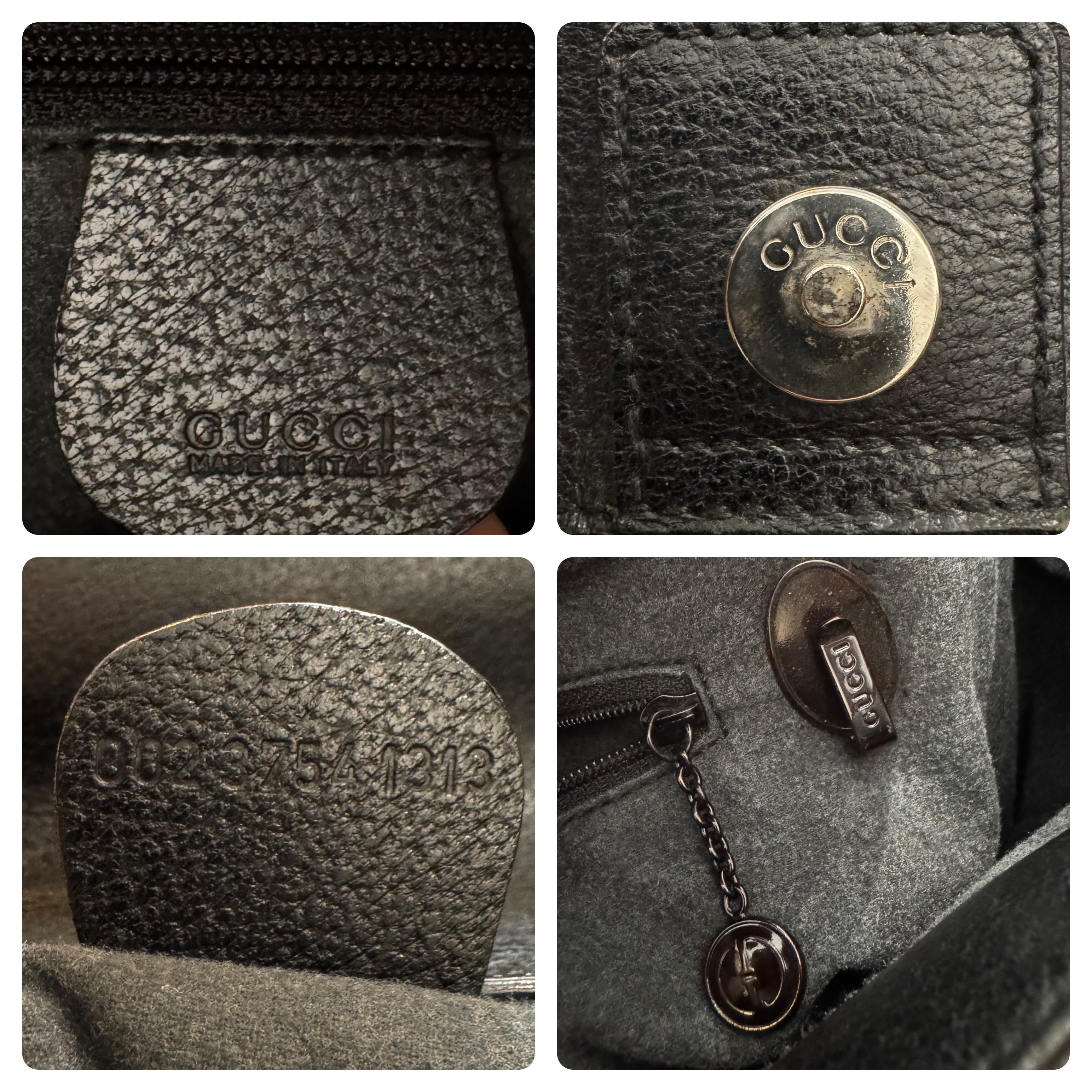 Women's or Men's 1990s Vintage GUCCI Pigskin Leather Tote Bag Black Large