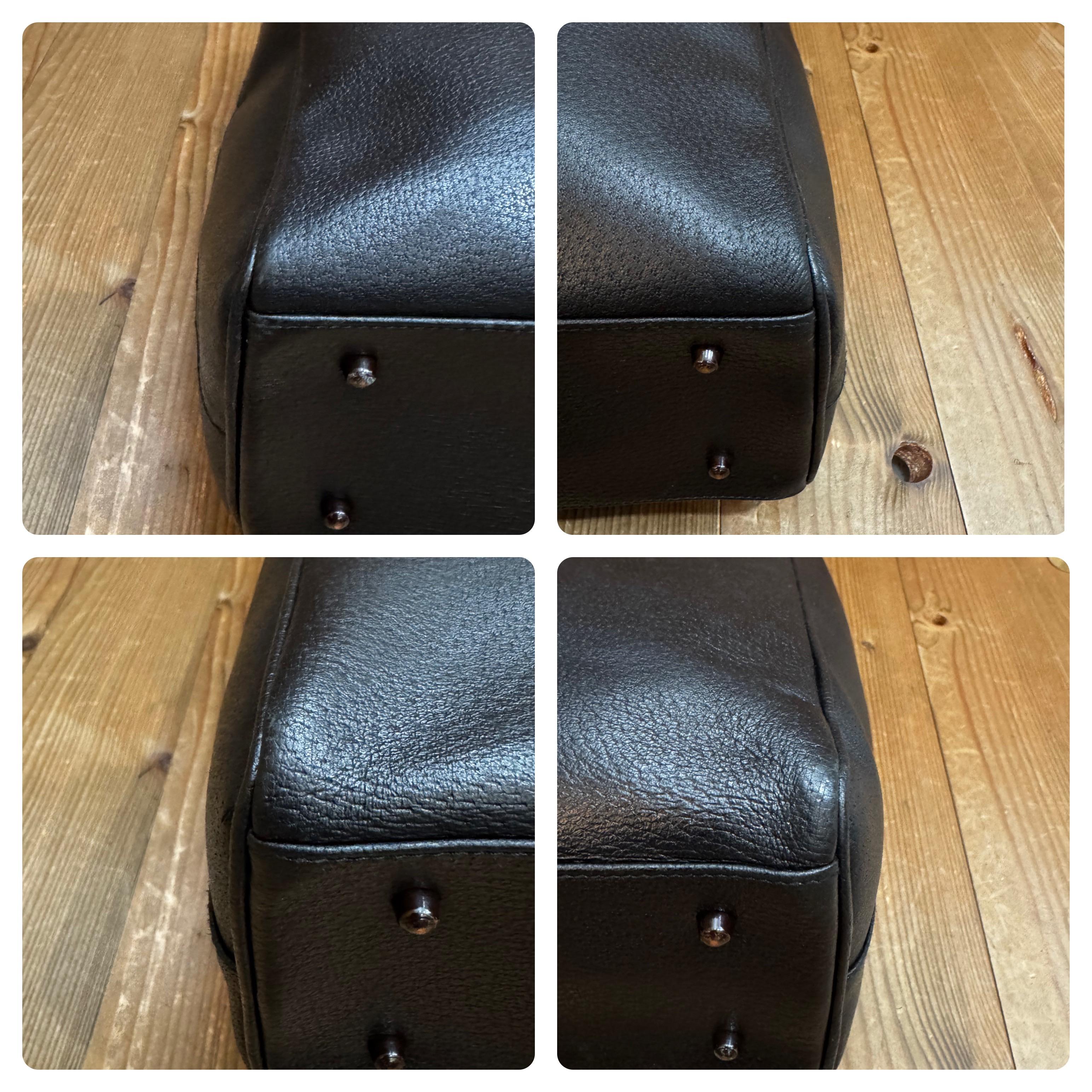 1990s Vintage GUCCI Pigskin Leather Tote Bag Black Large 1