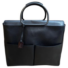 1990s Vintage GUCCI Pigskin Leather Tote Bag Black Large