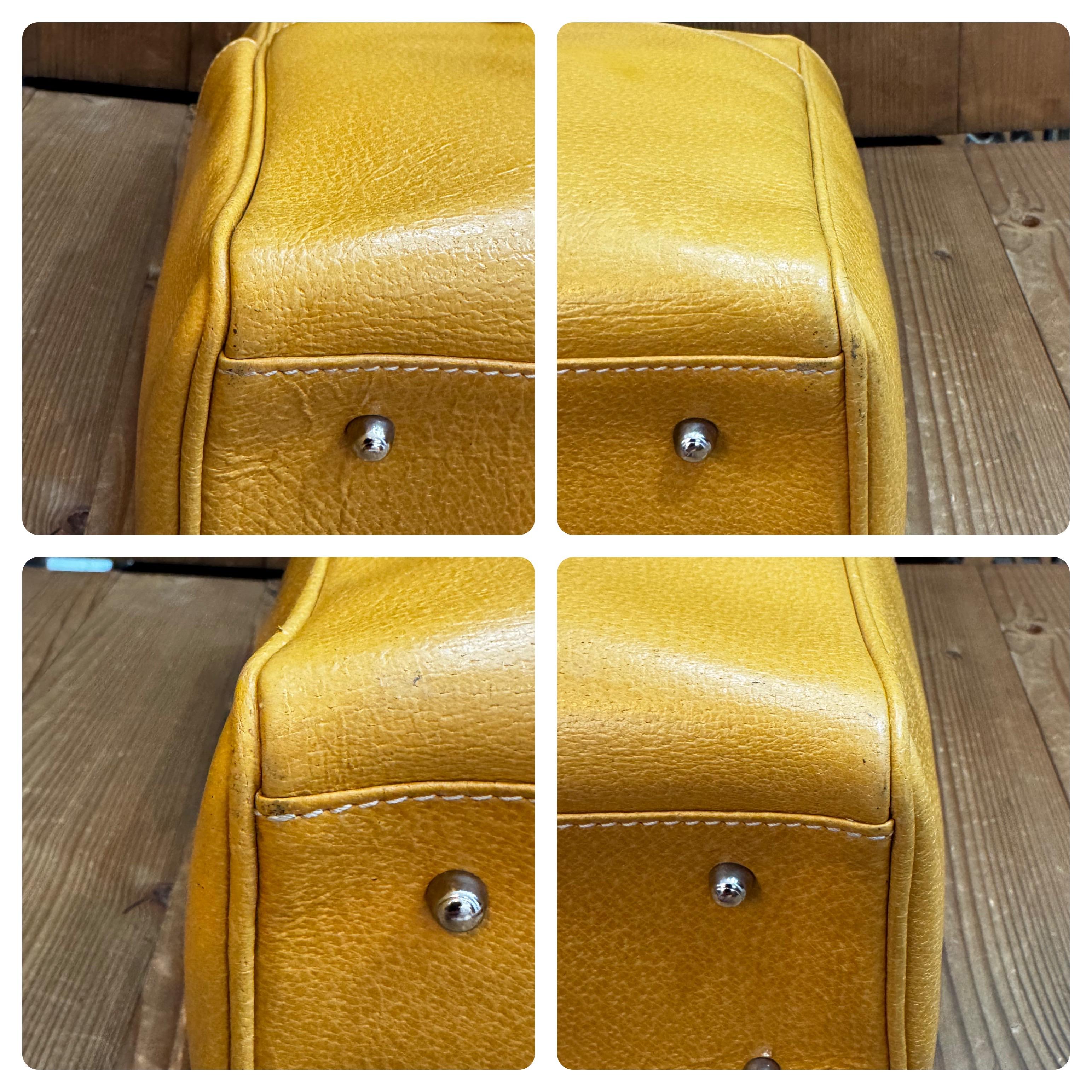 1990s Vintage GUCCI Pigskin Leather Tote Bag Mustard 4