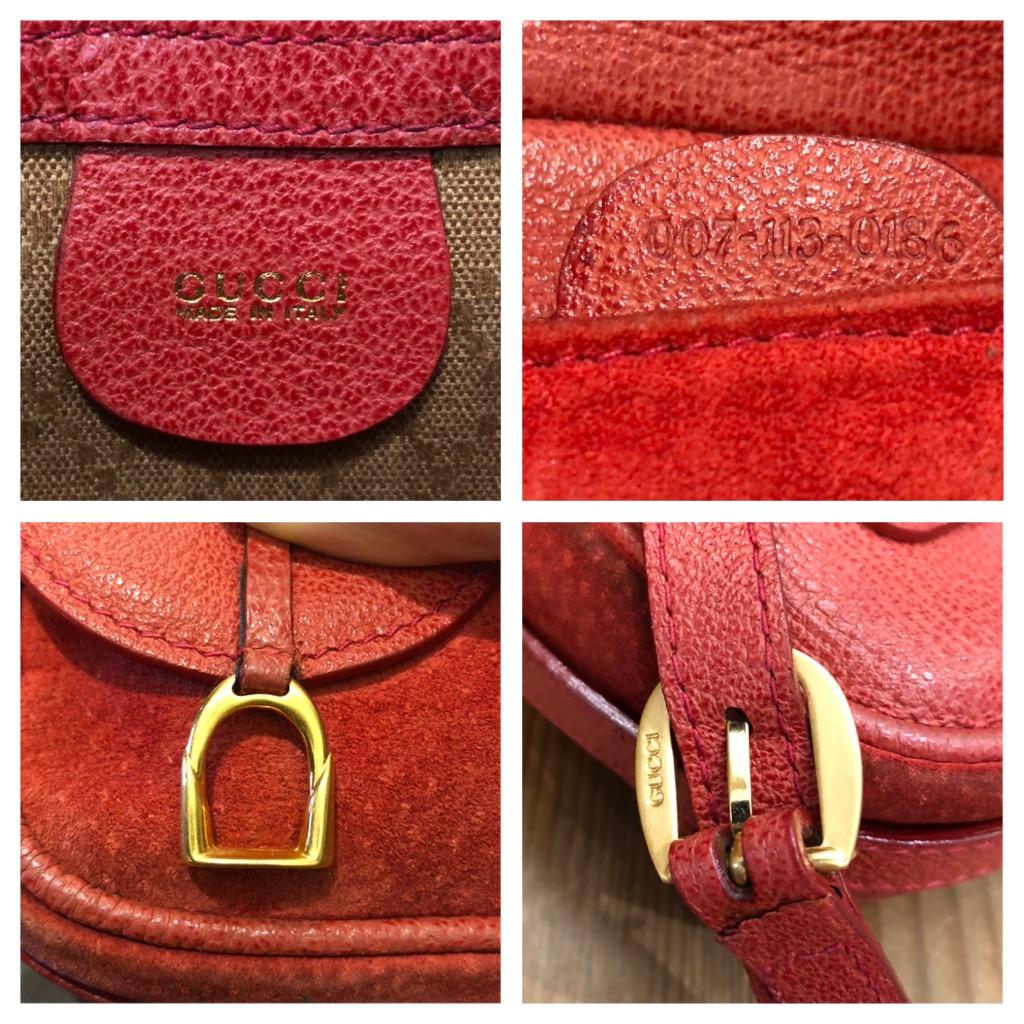 Vintage GUCCI Red Suede Mini Saddle 2-Way Crossbody Belt Bag Equestrian Accent  In Fair Condition In Bangkok, TH