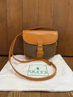 1990s Vintage GUCCI Silk Jacquard Crossbody Bag Small Brown