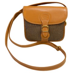 1990er Jahre Vintage GUCCI Seide Jacquard Crossbody Bag Small Brown