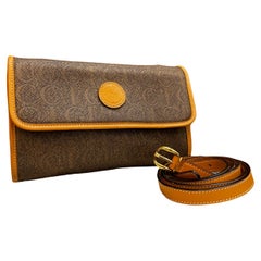 1990s Vintage GUCCI Silk Jacquard Two-Way Mini Crossbody Bag Brown