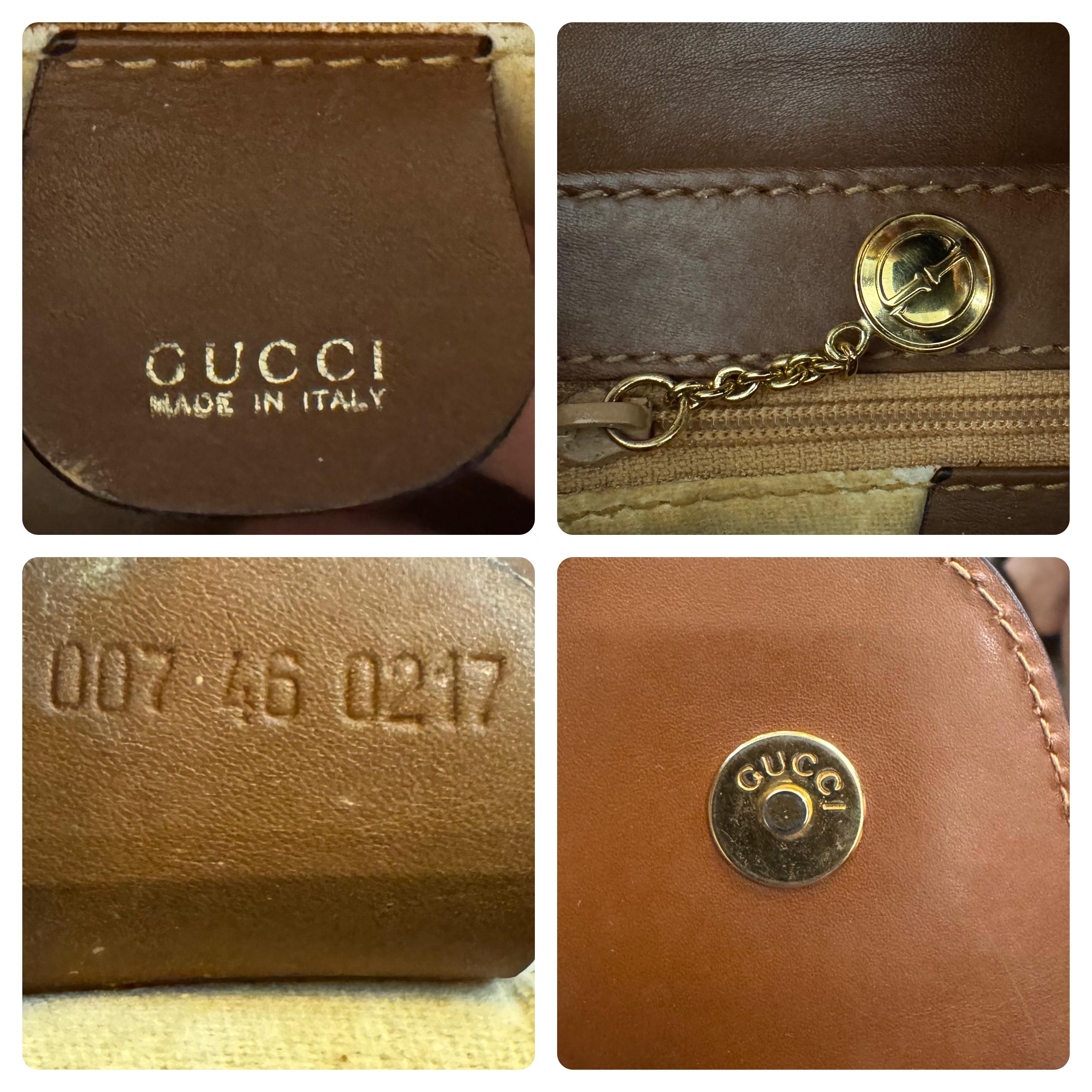1990s Vintage GUCCI Pequeño Bolso Crossbody de piel de becerro ecuestre Marrón 3
