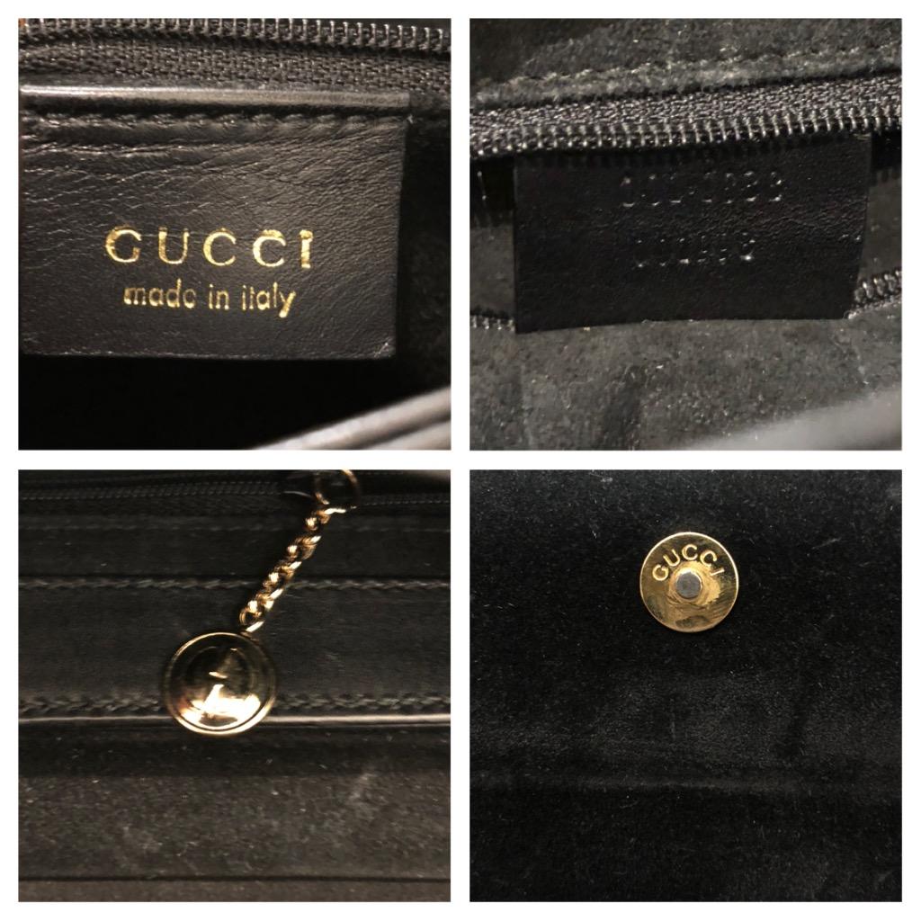 1990s Vintage GUCCI Calfskin Leather Bamboo Two-Way Shoulder Hand Bag Black For Sale 4