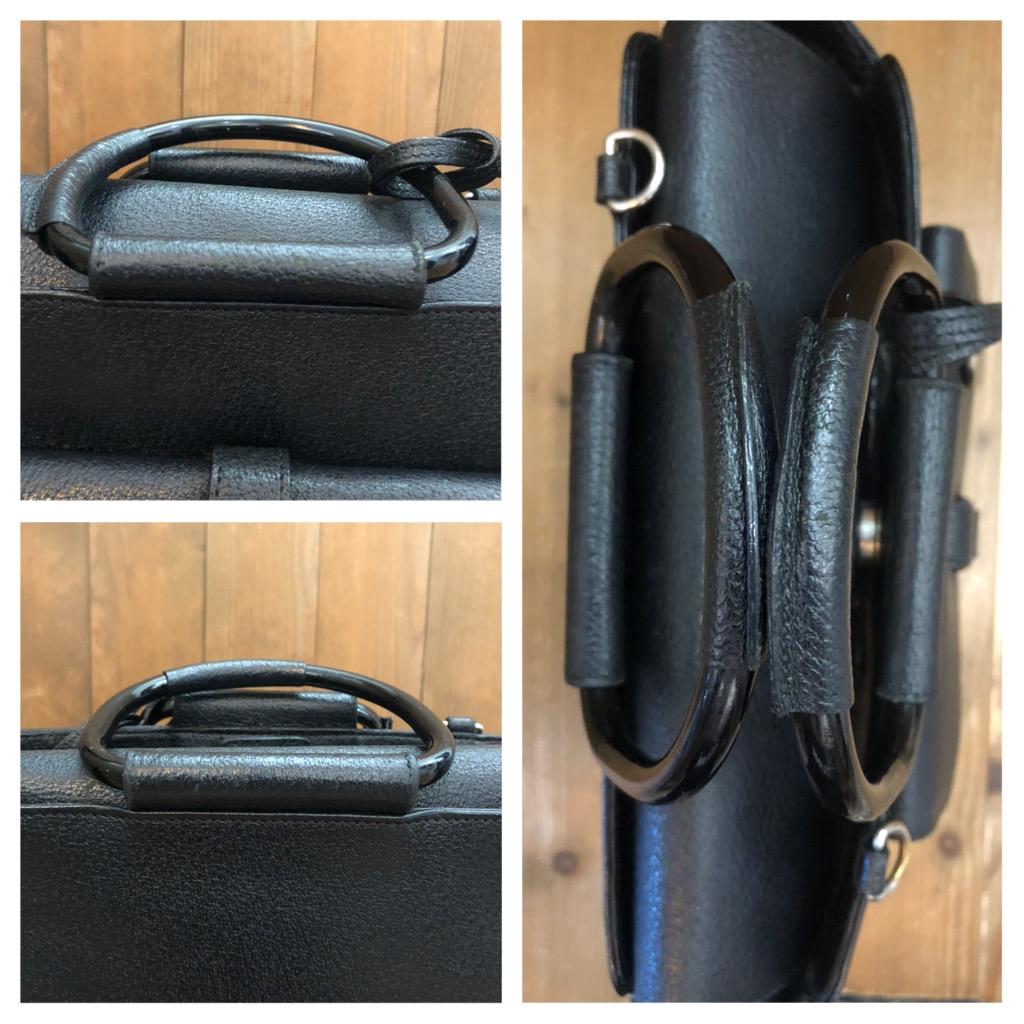 1990s Vintage GUCCI Two-Way Leather Crossbody Bag Black Medium 6