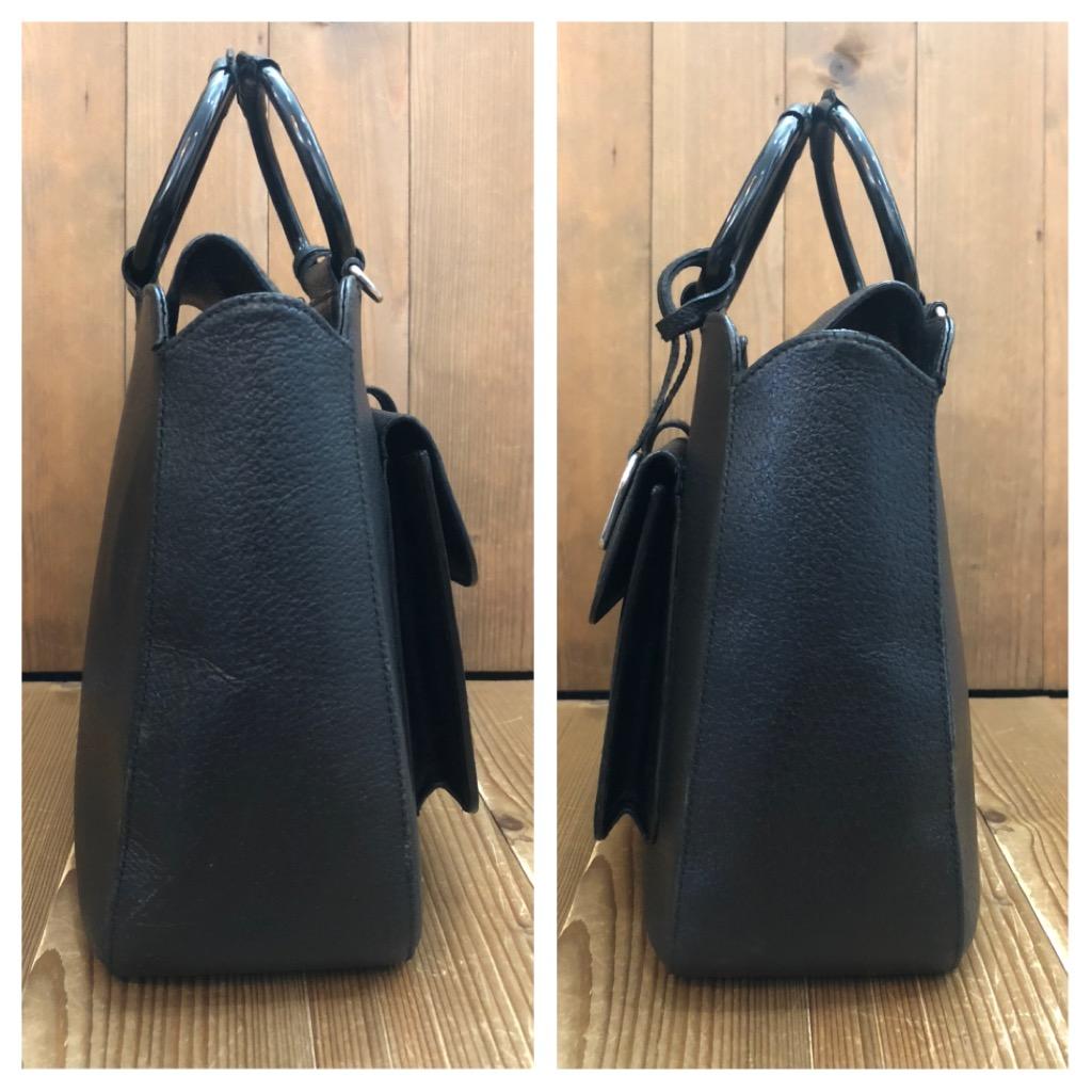 1990s Vintage GUCCI Two-Way Leather Crossbody Bag Black Medium 2