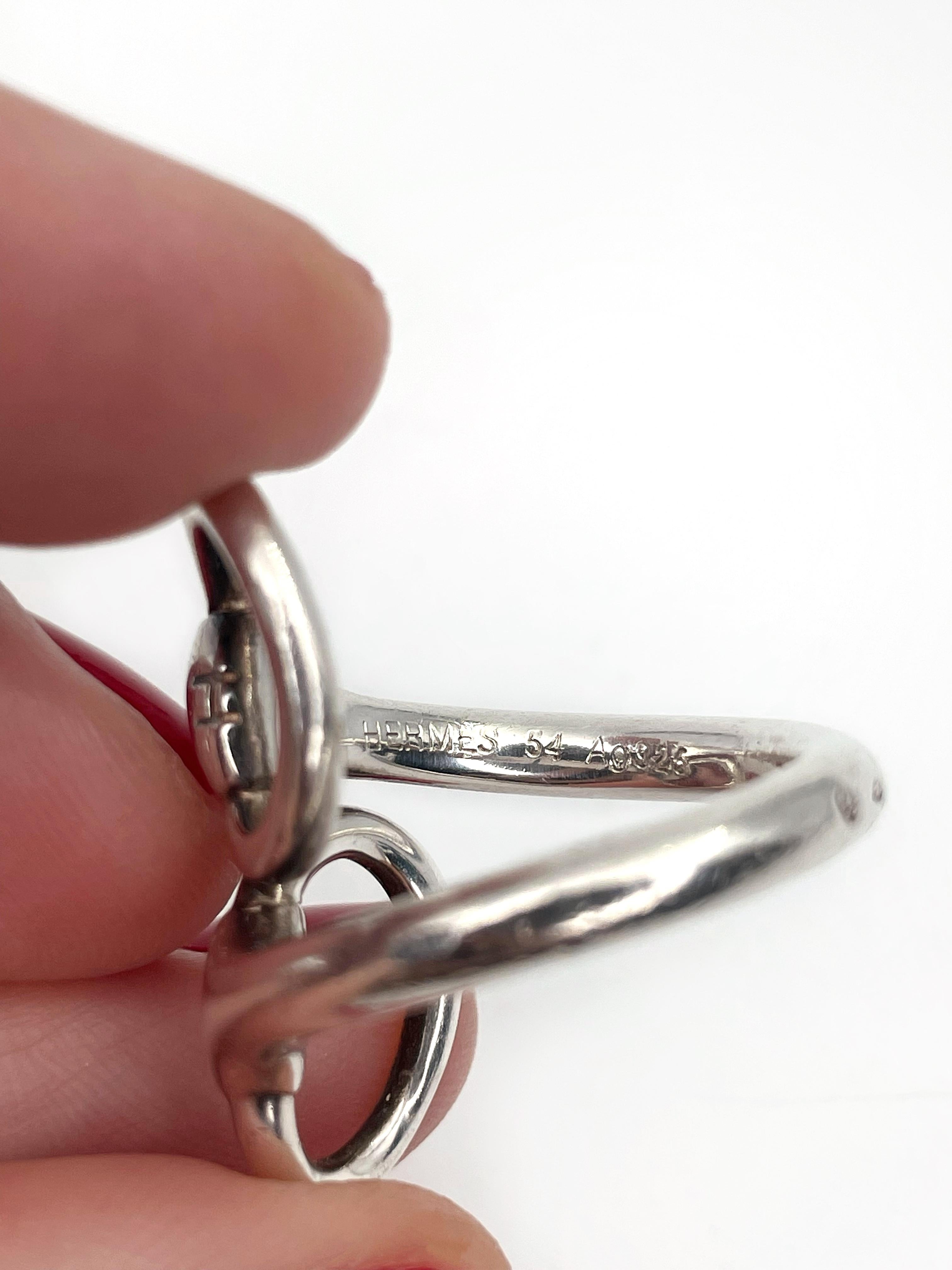 1990s Vintage Hermes Nausicaa Openwork Silver Ring In Good Condition In Vilnius, LT