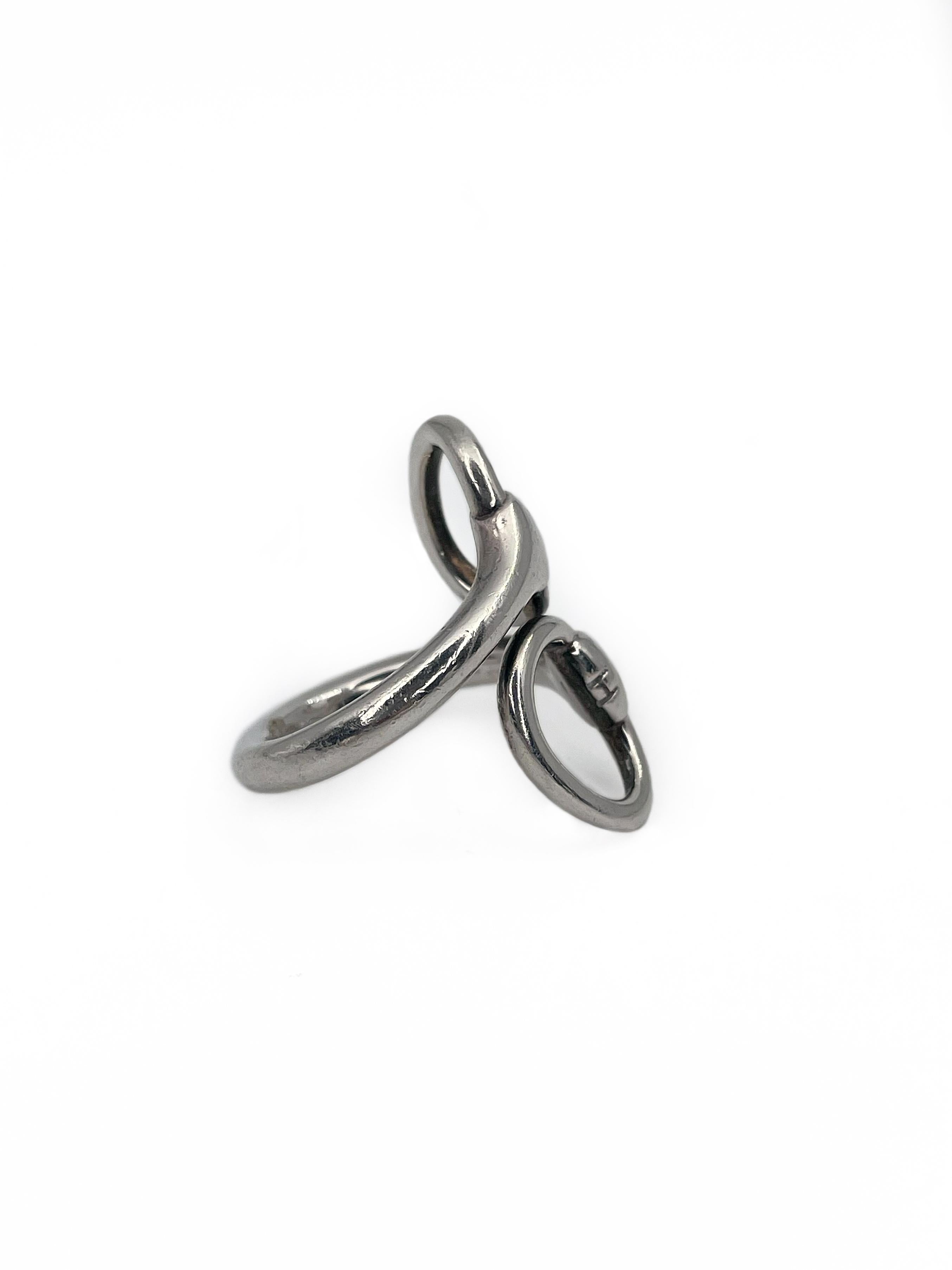 Women's or Men's 1990s Vintage Hermes Nausicaa Openwork Silver Ring