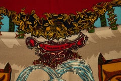 1990's Vintage Hermès Paradis Du Roi Dark Red Shawl