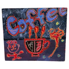 Opera d'arte degli anni '90 Pittura con caffè caldo