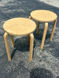 1990s Vintage IKEA Frosta Birch Plywood Stacking Stools, Pair