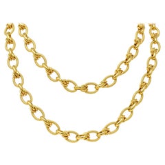 1990's Vintage Italian 18 Karat Yellow Gold Large Link Necklace