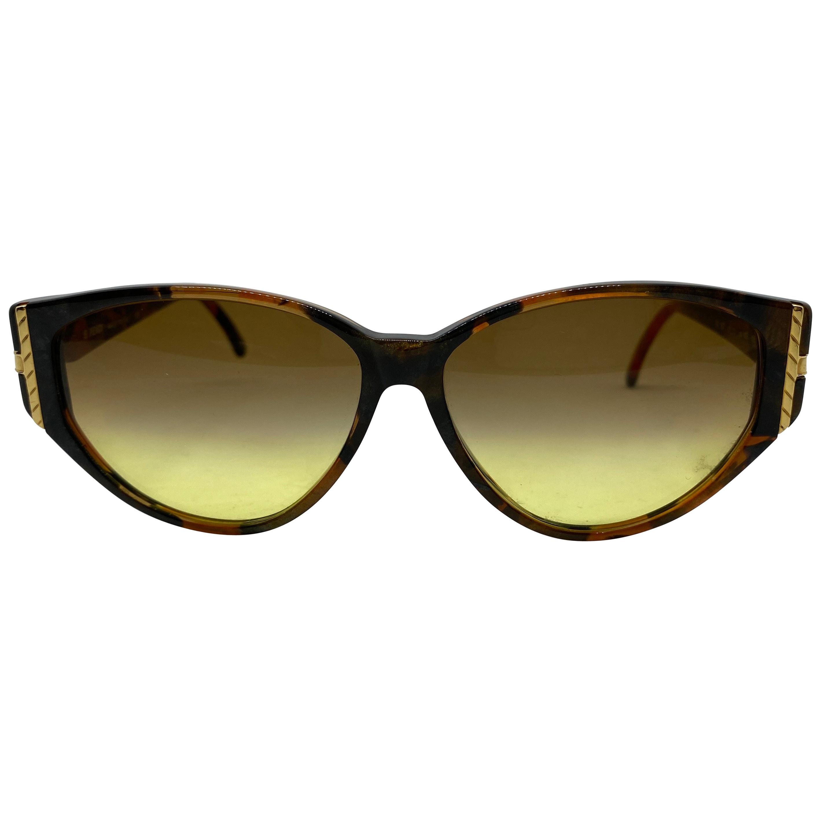 1990s Vintage Italian Fake Tortoise Lucite Sunglasses by Fendi For Sale