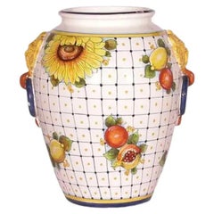 1990s Vintage Italian Hand-Painted Ceramic Vase, Decorative Art Pottery