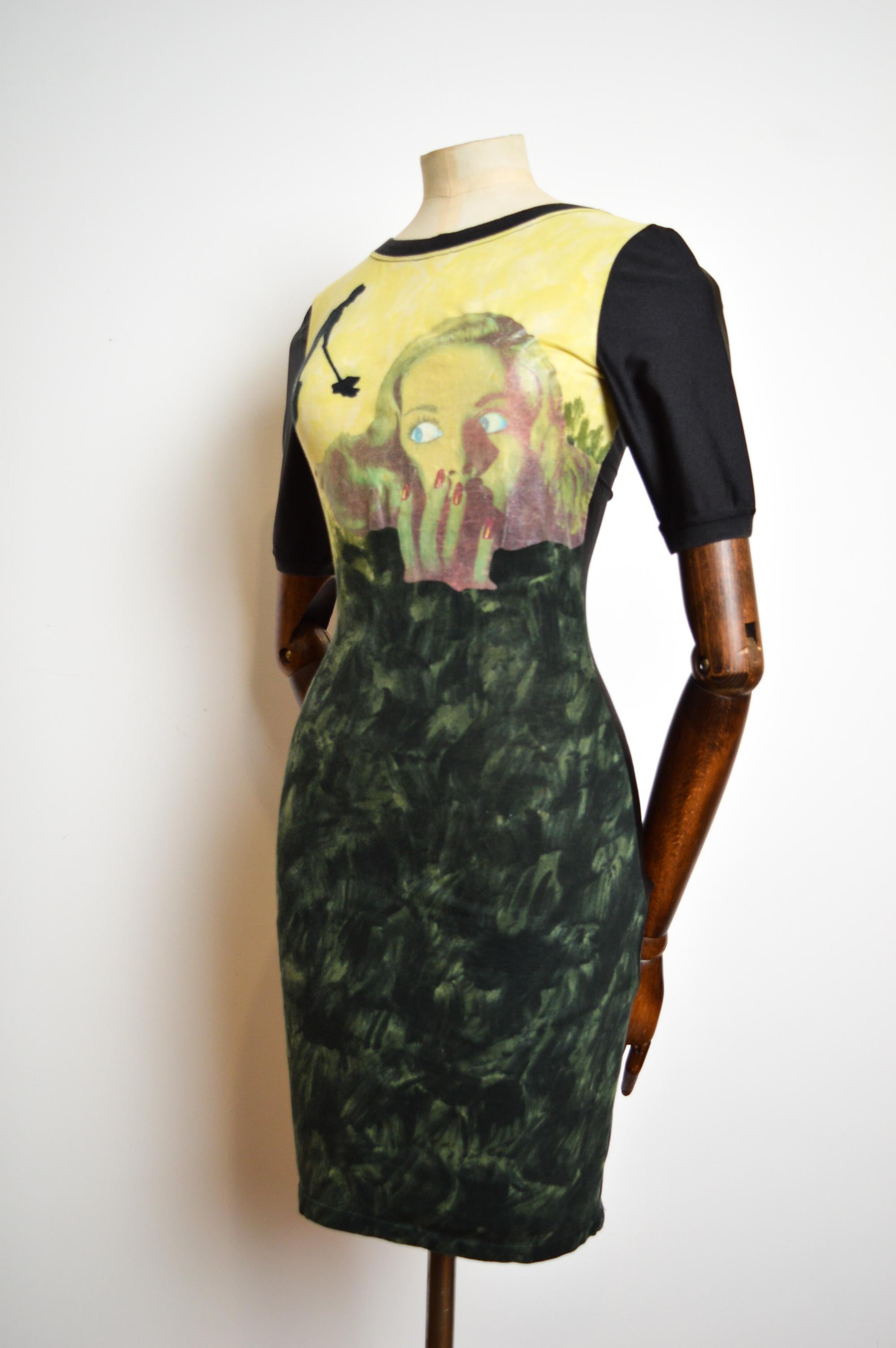 Women's 1990s Vintage Jean Paul Gaultier Horror House Work Cinematic Mini Body con Dress For Sale