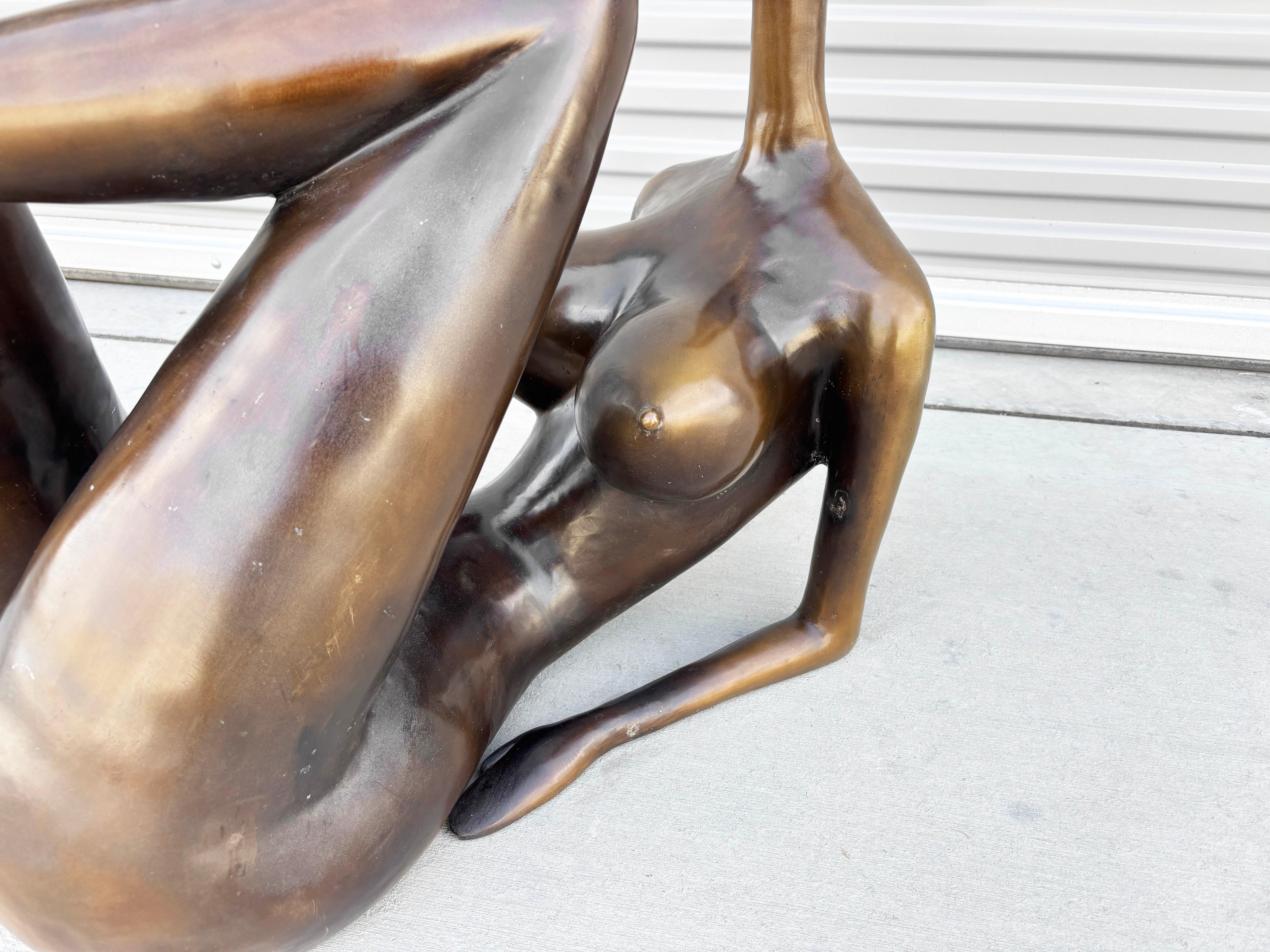 1990s Vintage Laying Down Bronze Lady Statue In Good Condition For Sale In North Hollywood, CA