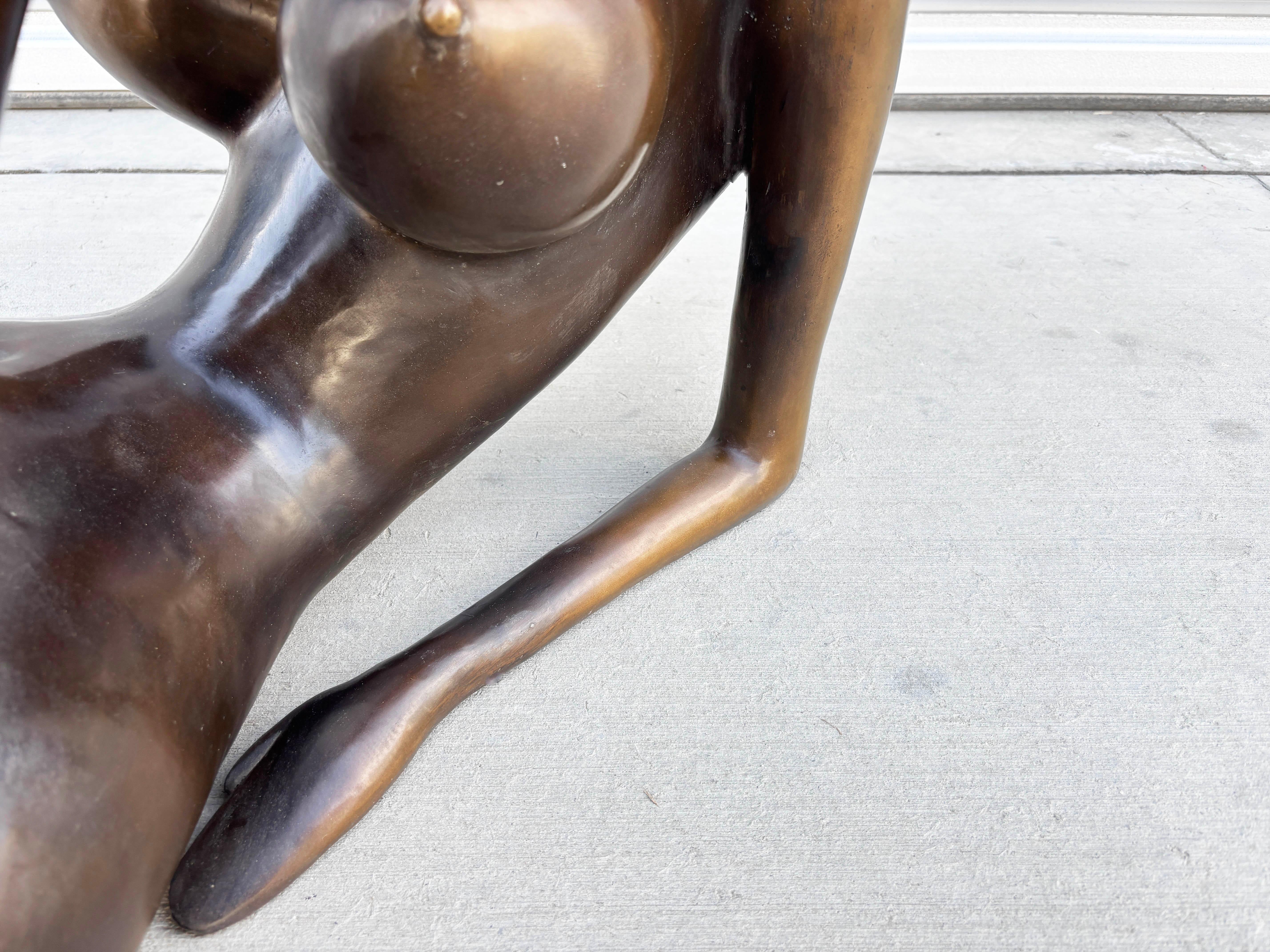 1990s Vintage Laying Down Bronze Lady Statue For Sale 3