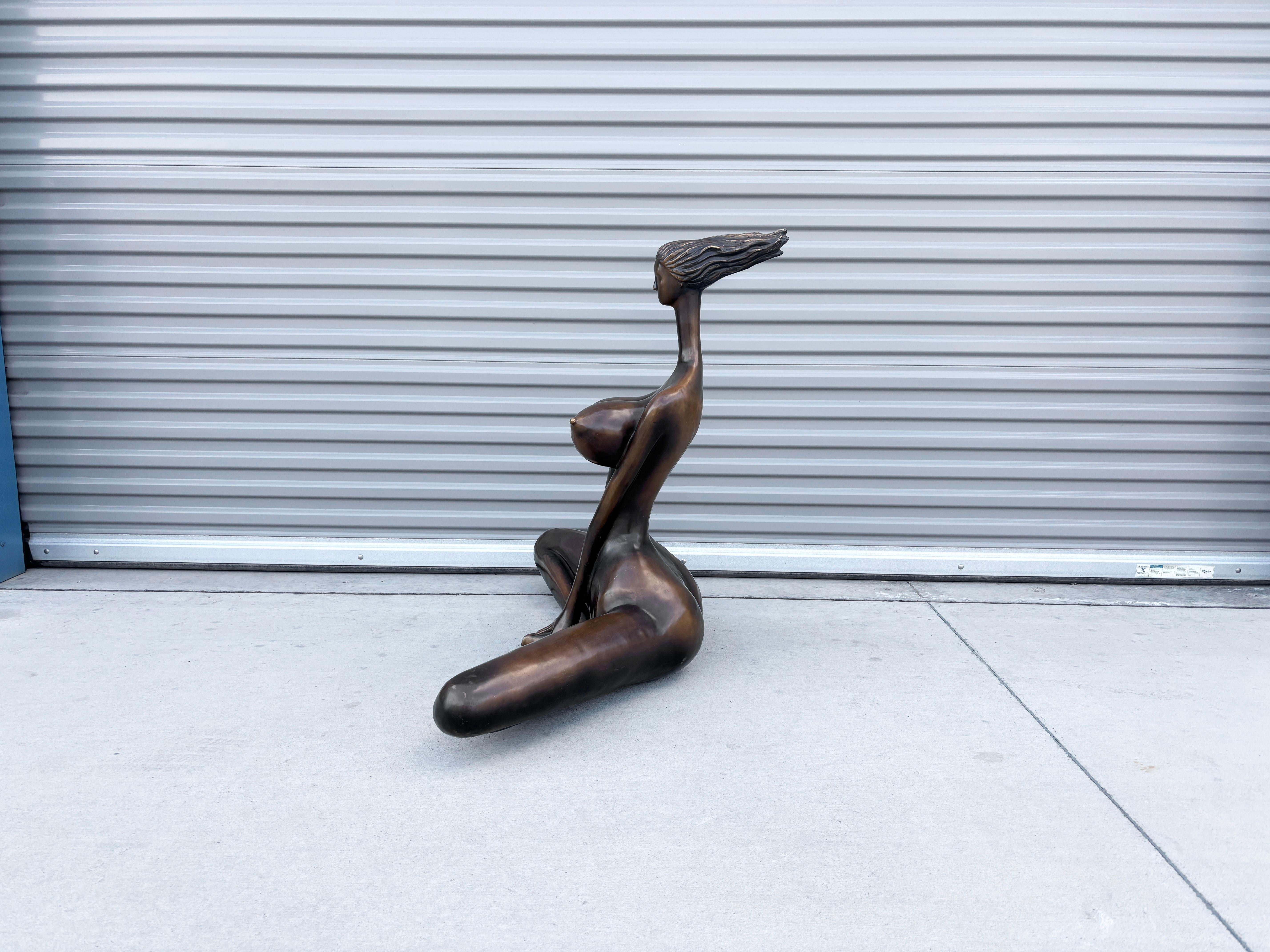 1990s Vintage Life Size Bronze Statue For Sale 4