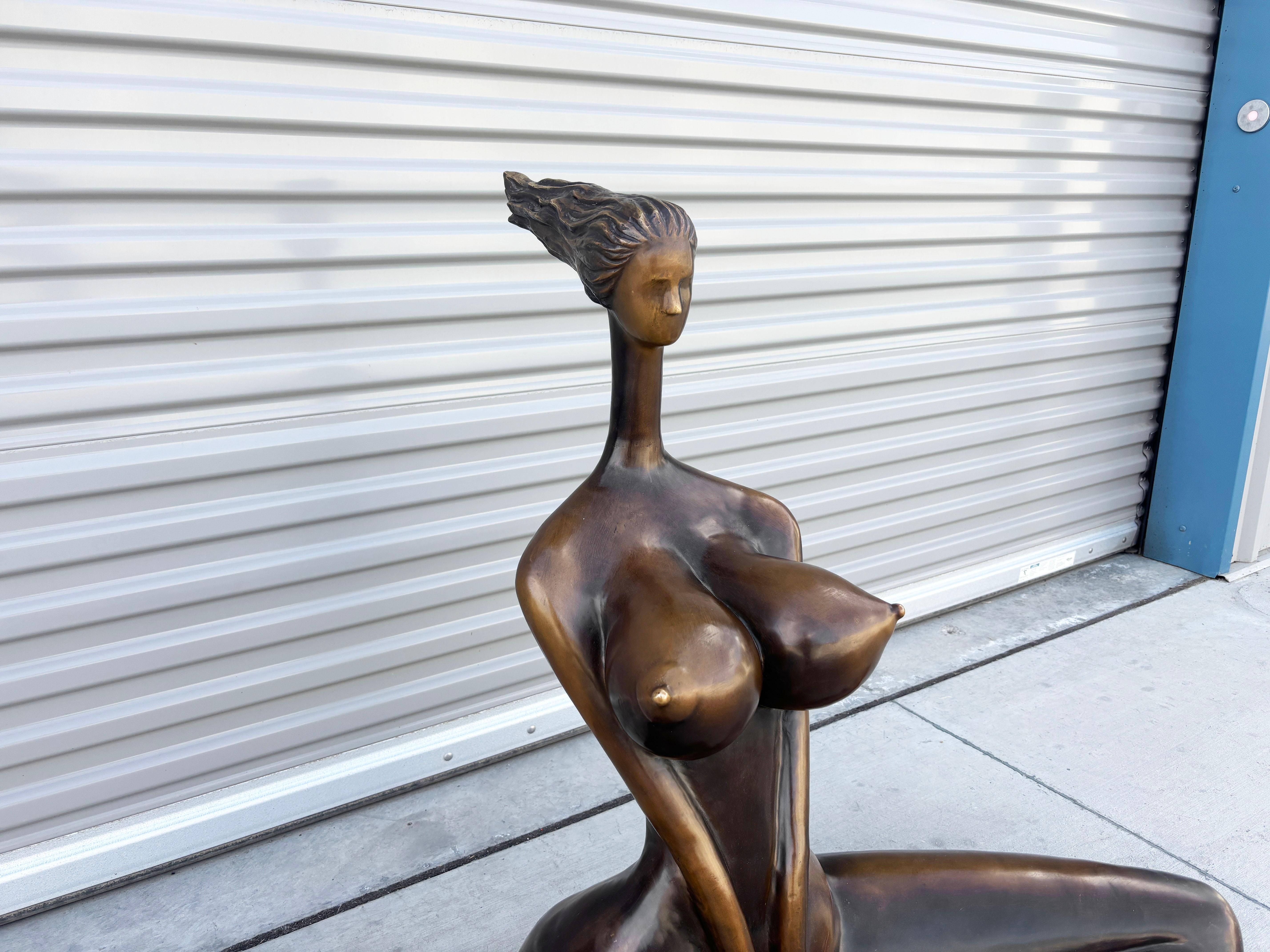 Mid-Century Modern 1990s Vintage Life Size Bronze Statue For Sale