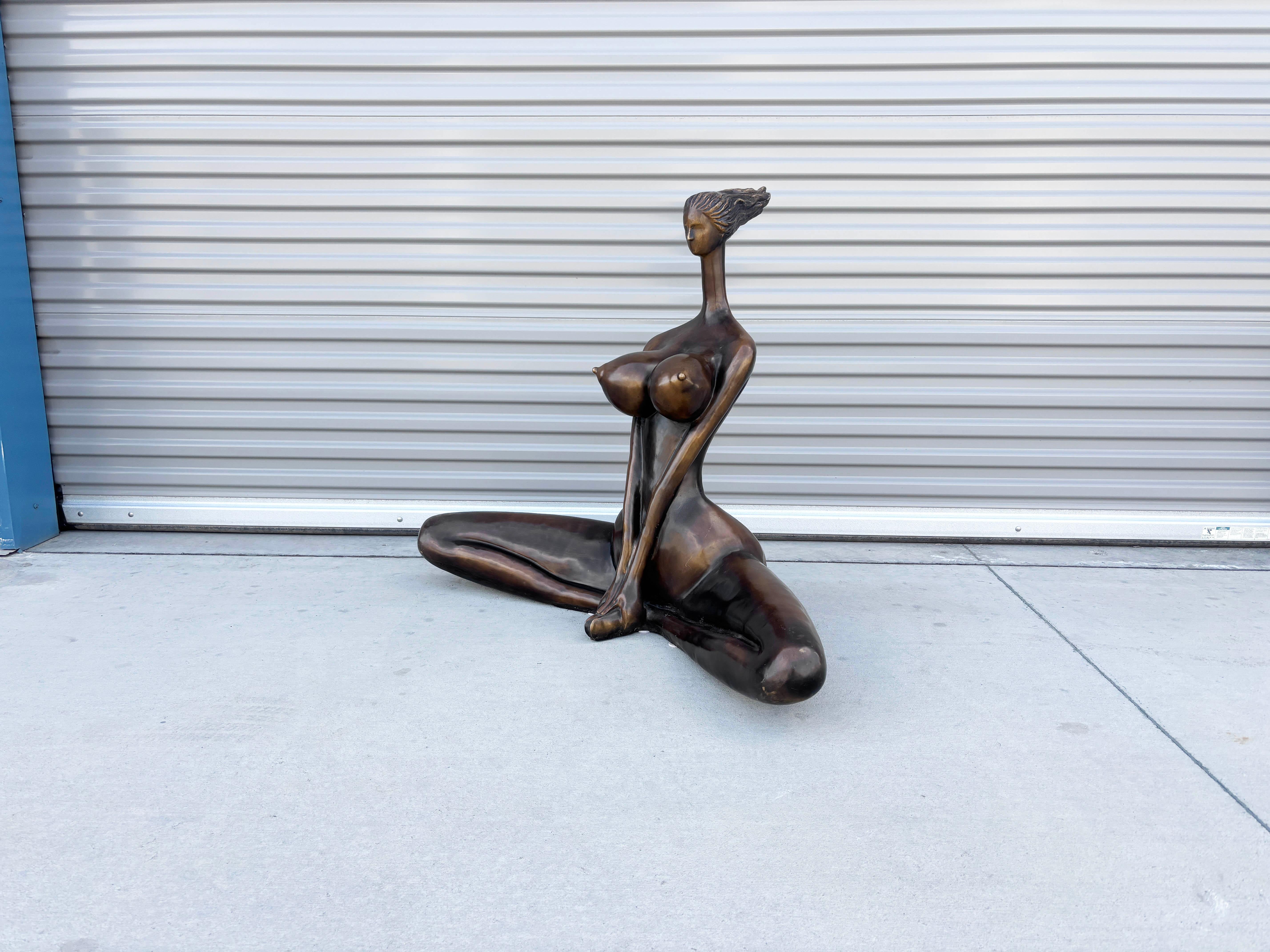 1990s Vintage Life Size Bronze Statue For Sale 3