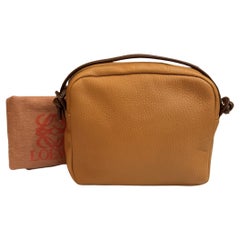 1990s Vintage LOEWE Anagram Calfskin Crossbody Bag Camel Small