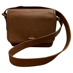1990 Vintage LOEWE Anagram Cuir Crossbody Bag Brown Brown Unisex