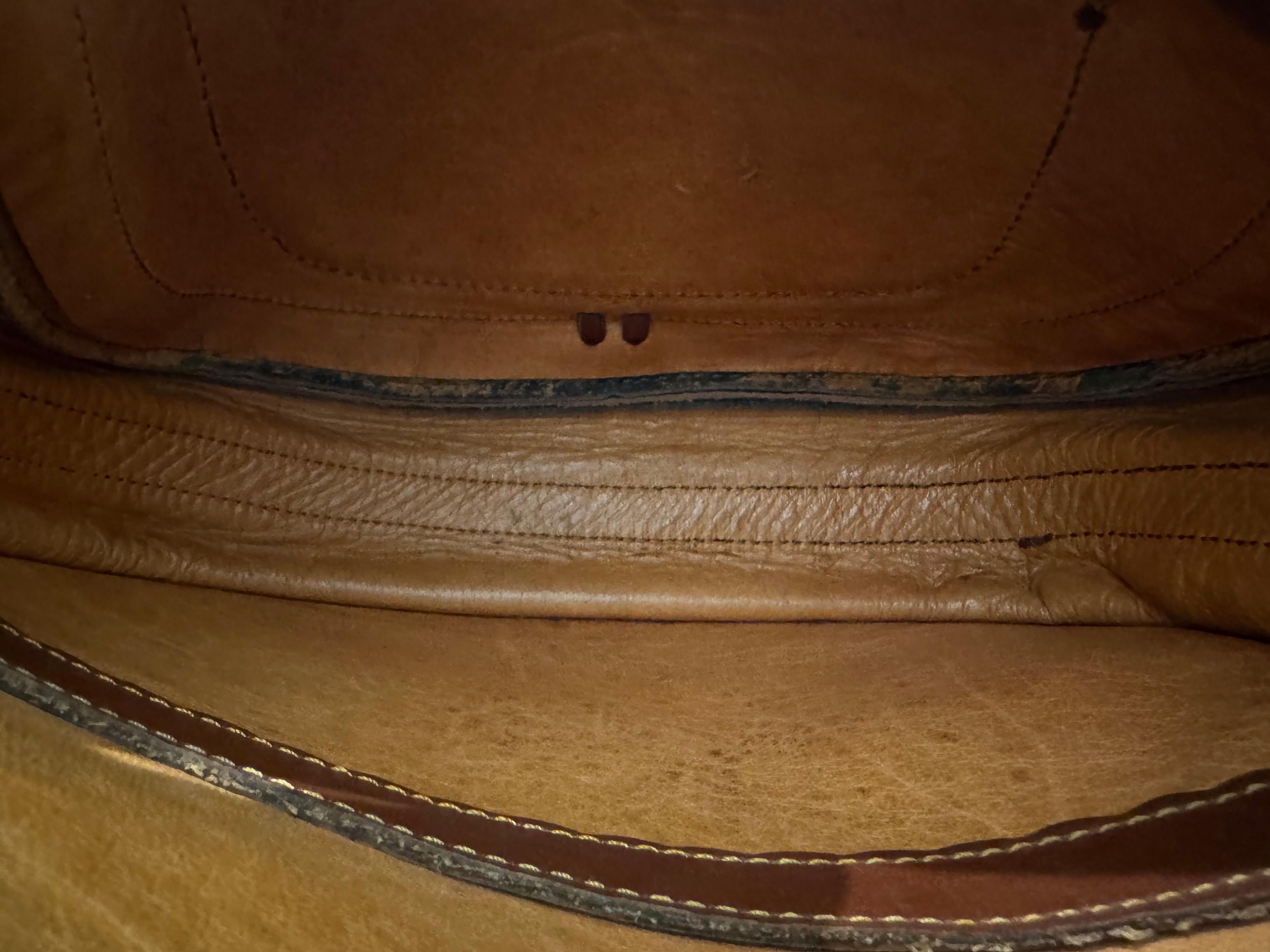 1990s Vintage LOEWE Anagram Suede Leather Crossbody Bag Green Brown Unisex 6