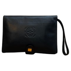 1990s Vintage Loewe in pelle di vitello Bi-Fold Pochette Nero
