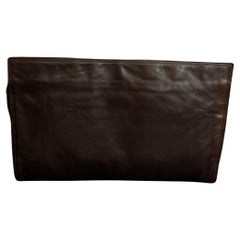 1990s Vintage LOEWE Calfskin Leather XL Clutch Bag Brown
