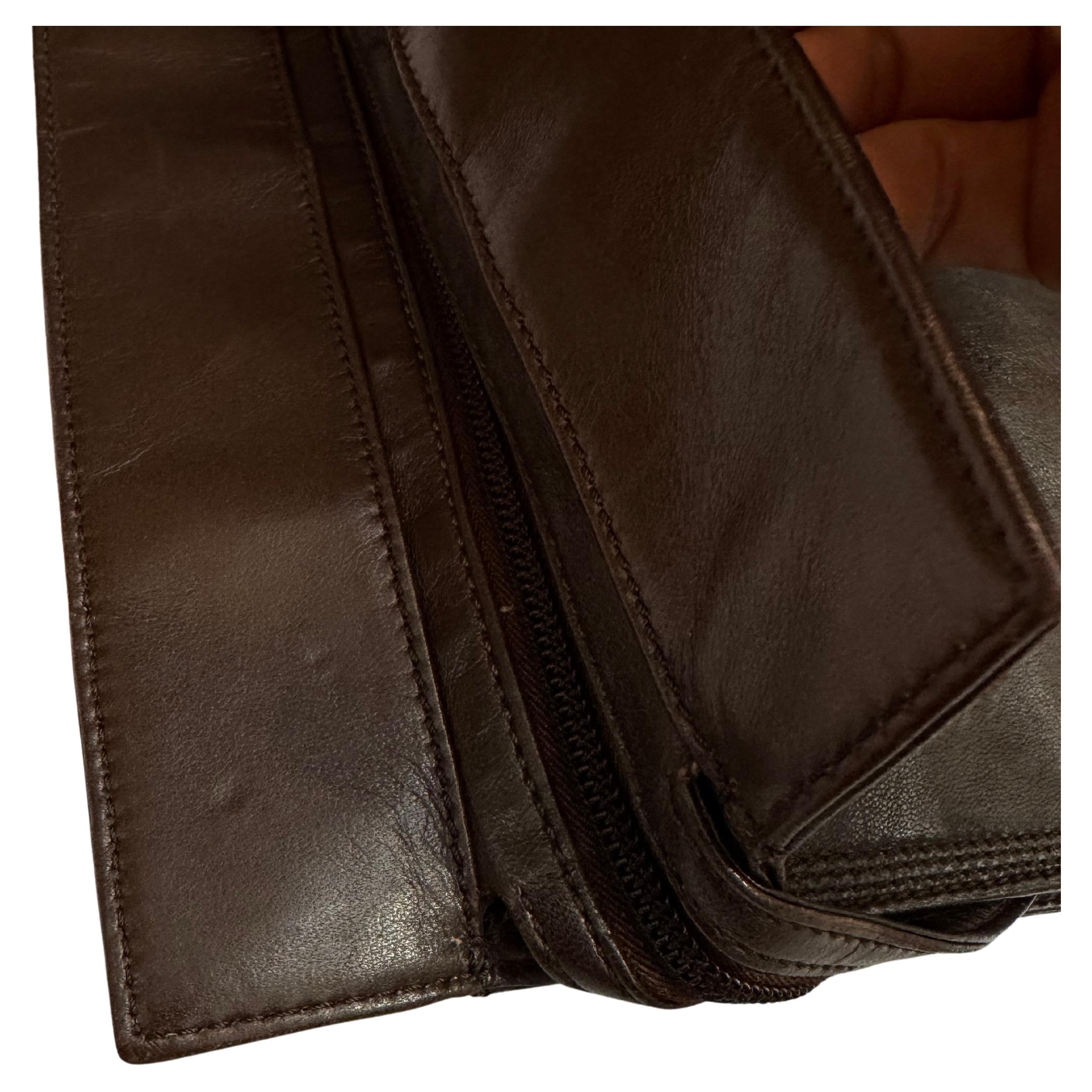 Women's 1990s Vintage LOEWE Calfskin Leather XL Clutch Bag Brown For Sale