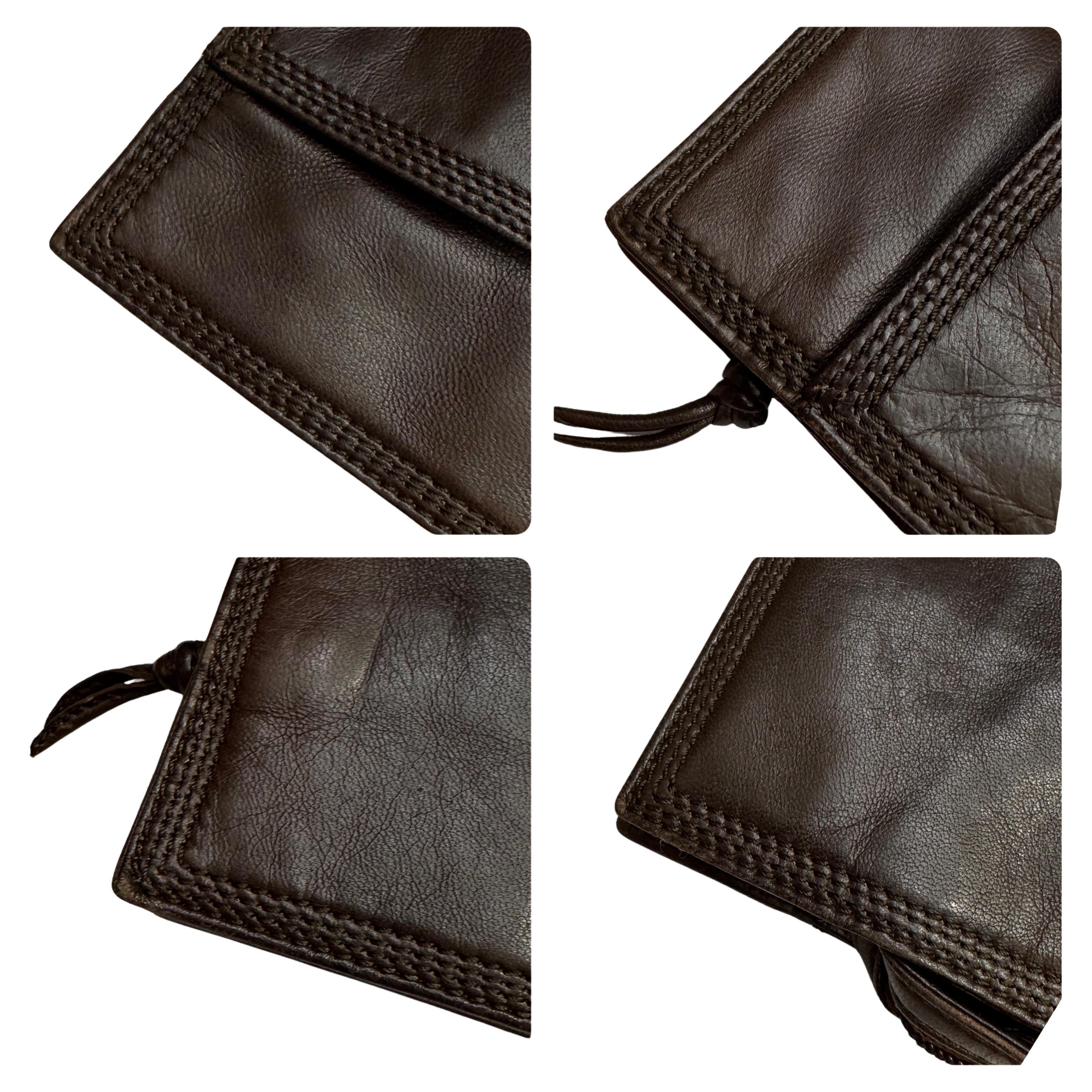 1990s Vintage LOEWE Calfskin Leather XL Clutch Bag Brown For Sale 2