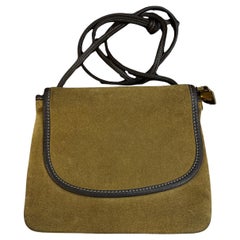 1990 Vintage LOEWE Sac à bandoulière Anagramme en daim double face Marron Petit