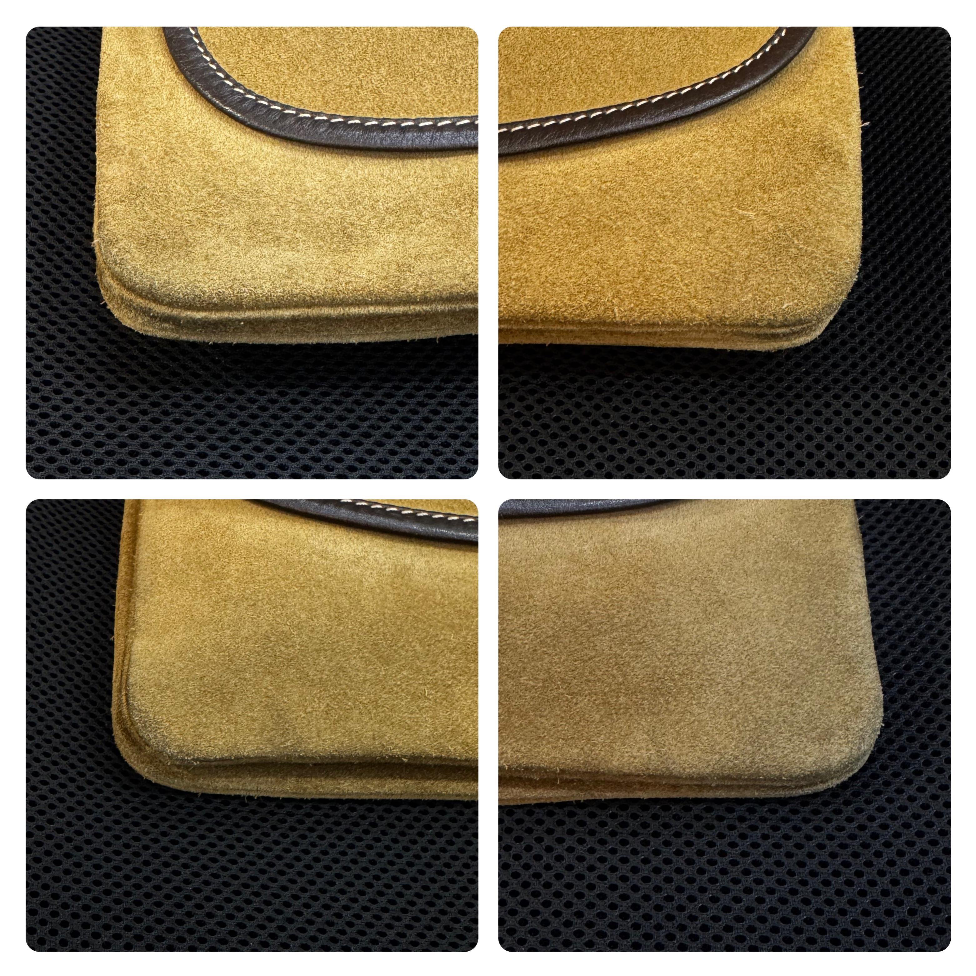 1990s Vintage LOEWE Doppelseitige Wildleder Anagramm Crossbody Bag Braun Klein für Damen oder Herren im Angebot