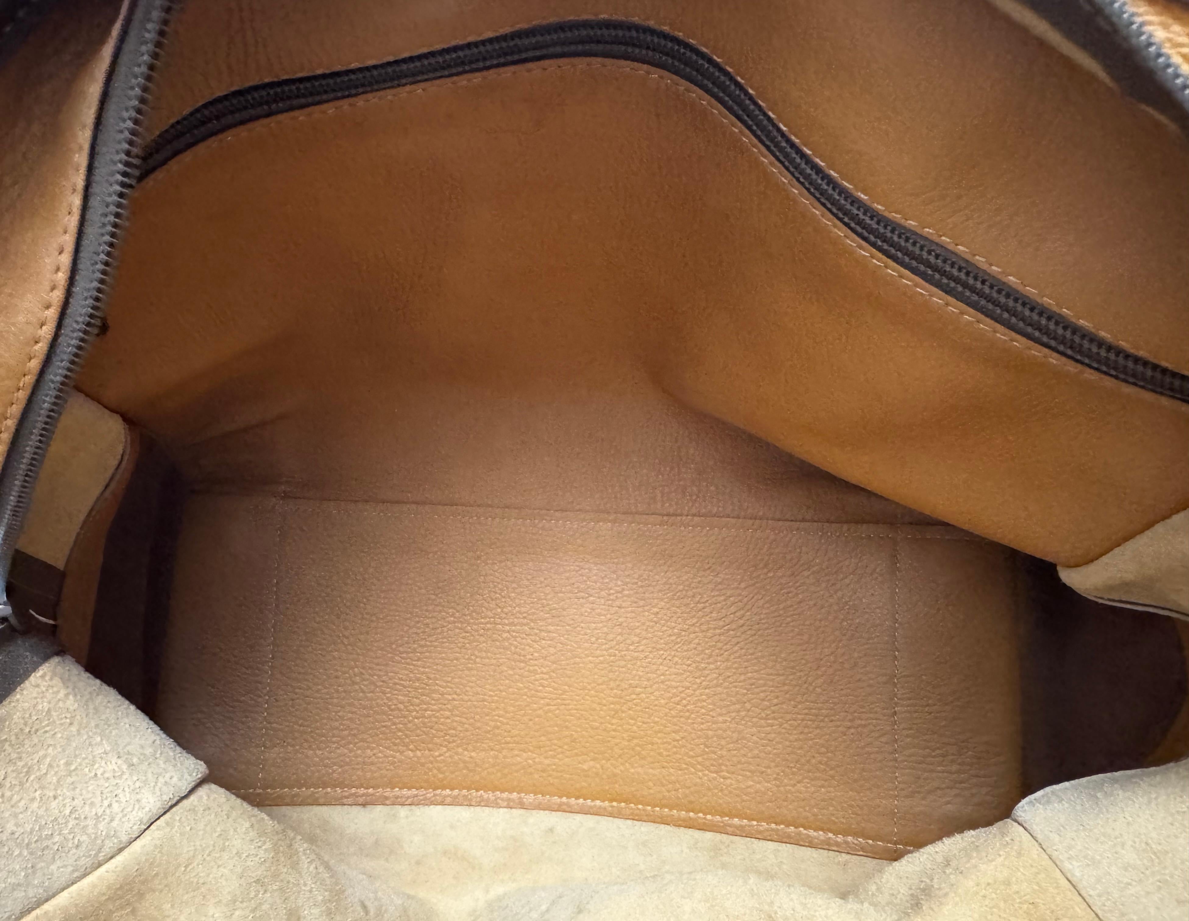 1990er Vintage LOEWE Leder Amazona Boston Tasche 40 Senf (Braun) im Angebot