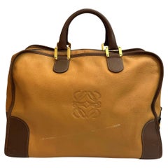 1990er Vintage LOEWE Leder Amazona Boston Tasche 40 Senf