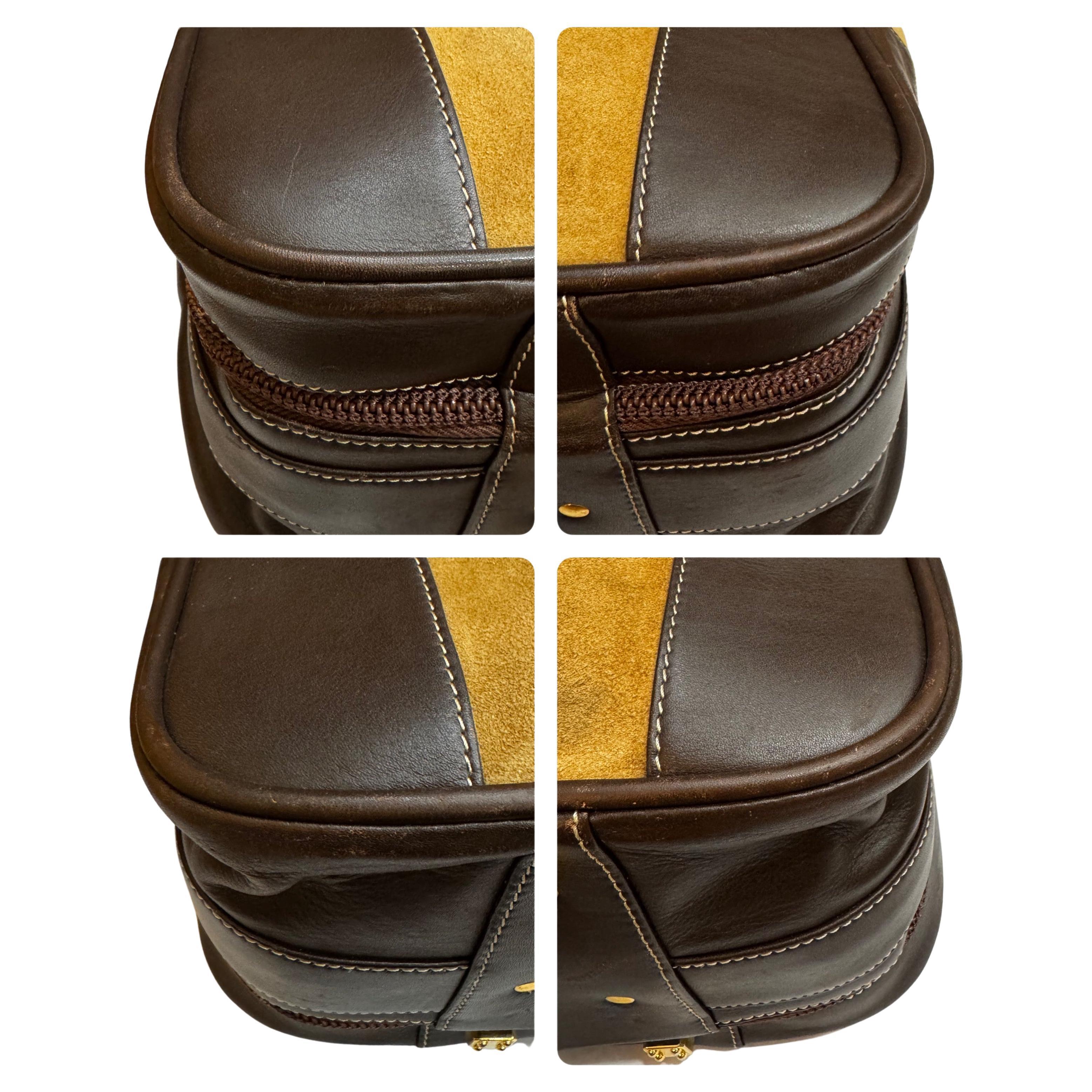 1990s Vintage LOEWE Softsided Suede Suitcase 50 Unisex Brown 2