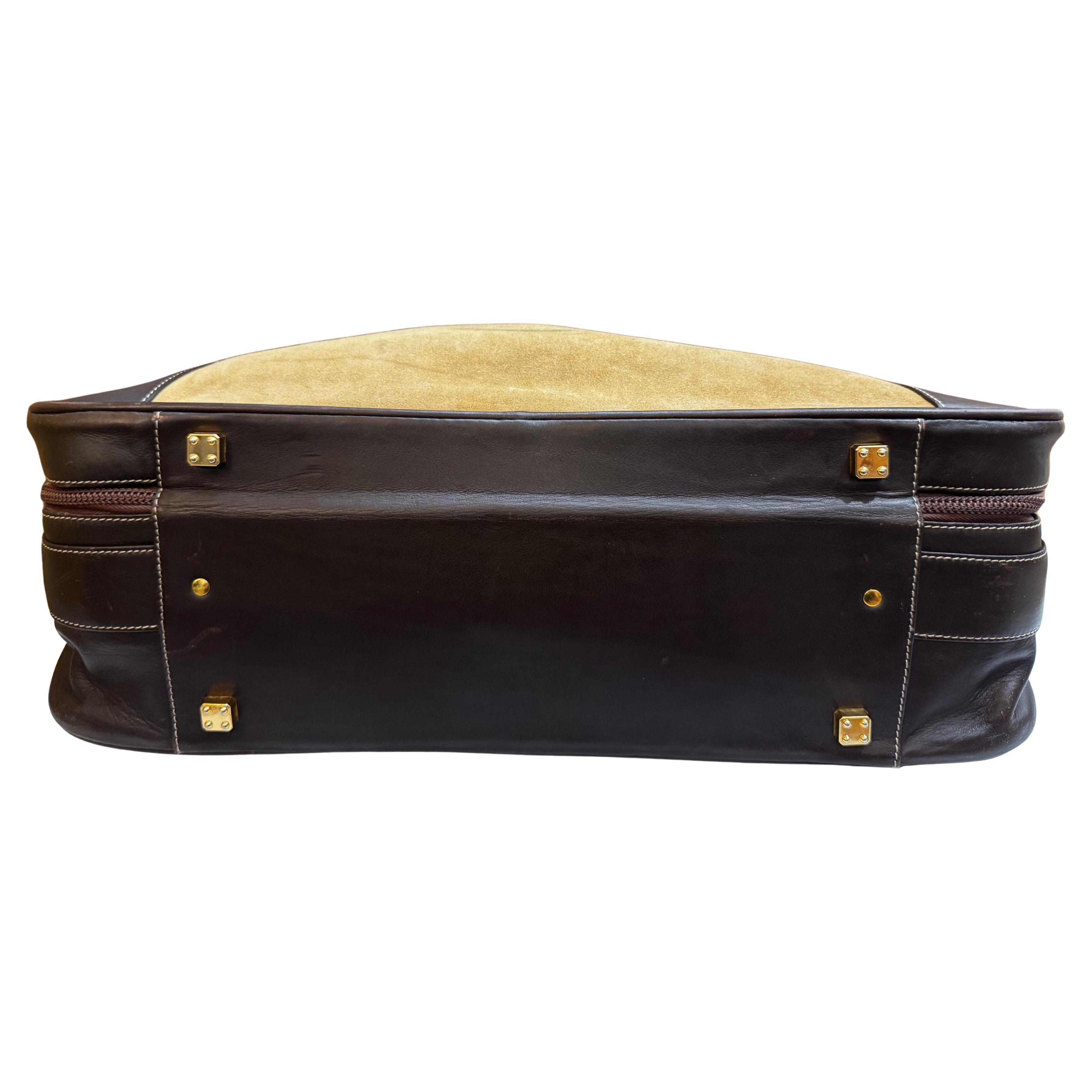 1990s Vintage LOEWE Softsided Suede Suitcase 50 Unisex Brown 3