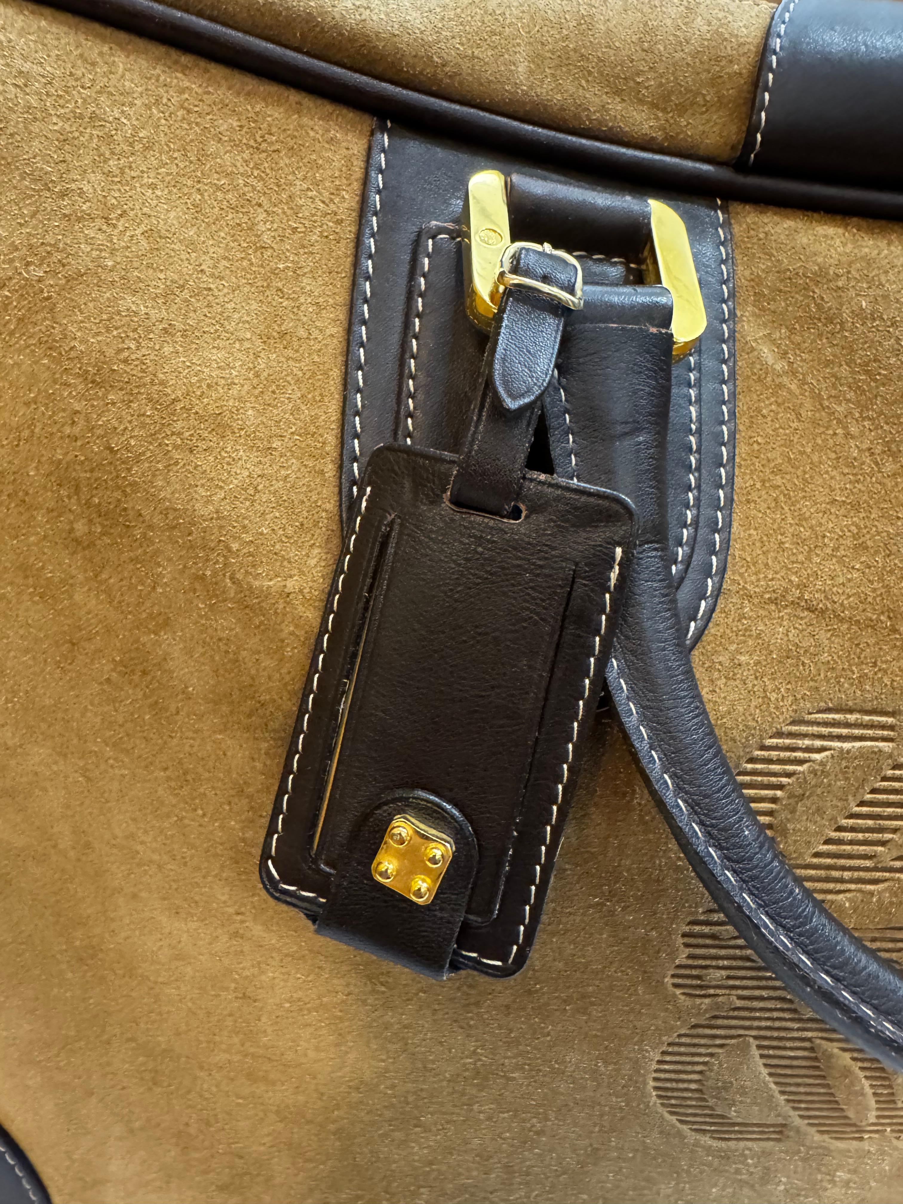1990s Vintage LOEWE Softsided Suede Suitcase 50 Unisex Brown 5