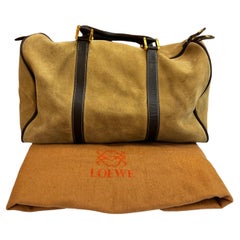 1990s Vintage LOEWE Suede Anagram Boston Bag 35 Brown