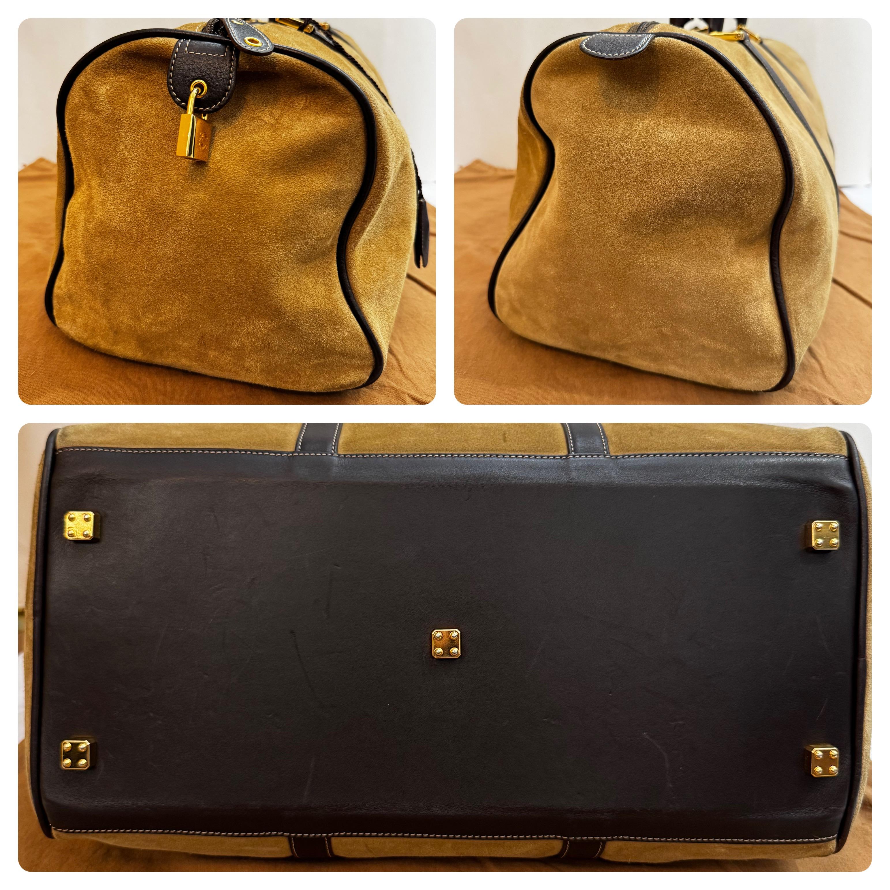 1990 Vintage LOEWE Suede Anagram Boston Bag 40 Brown 1