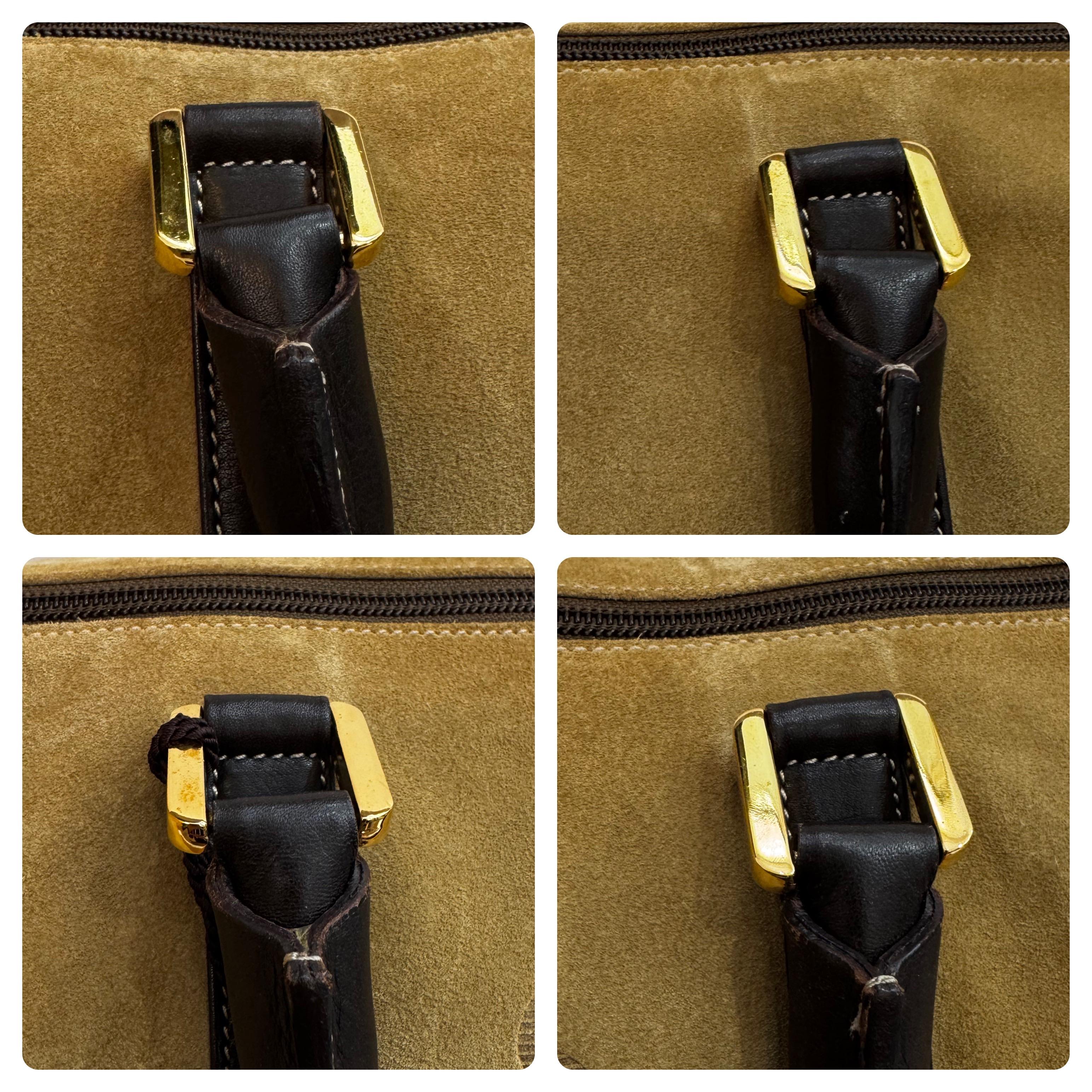 1990 Vintage LOEWE Suede Anagram Boston Bag 40 Brown 3