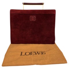 1990s Vintage LOEWE Suede Business Flat Tote Bag Small